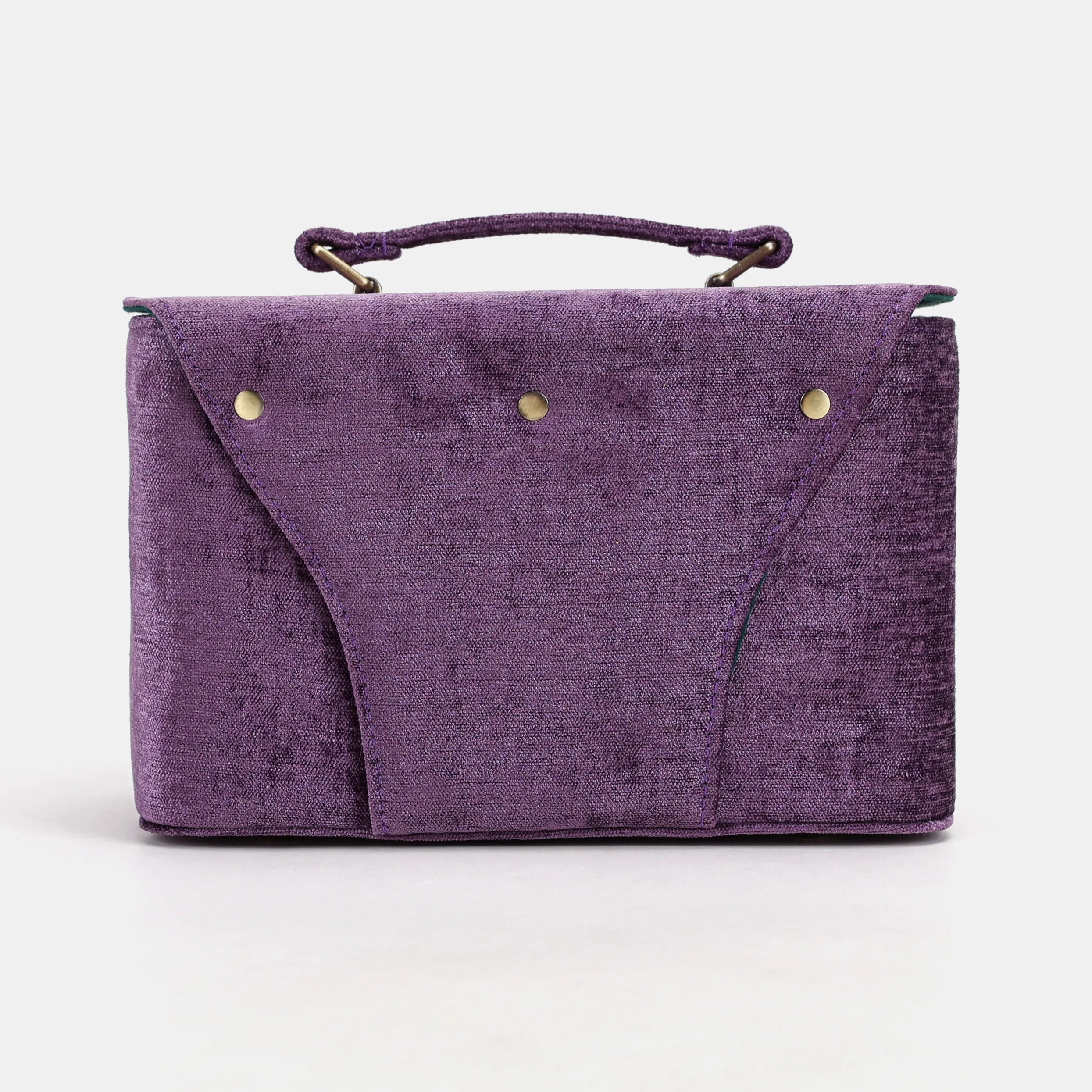 Solid Purple Clara Medium Train Case Purse of America back