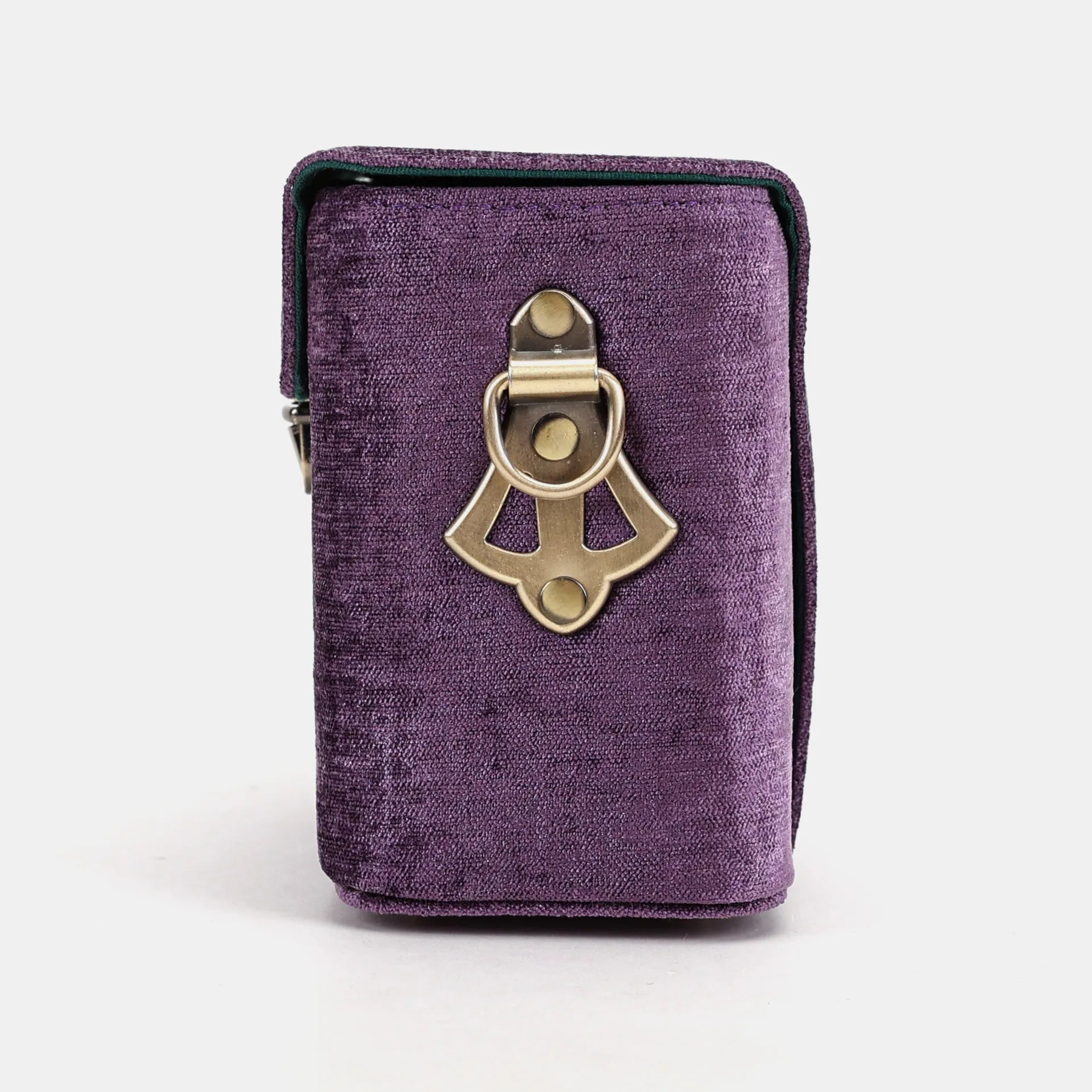 Solid Purple Emma Small Train Case Crossbody of America side