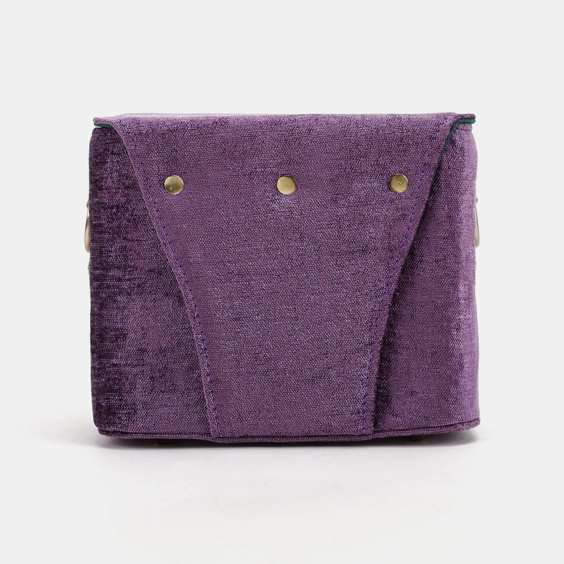 Solid Purple Emma Small Train Case Crossbody of America back