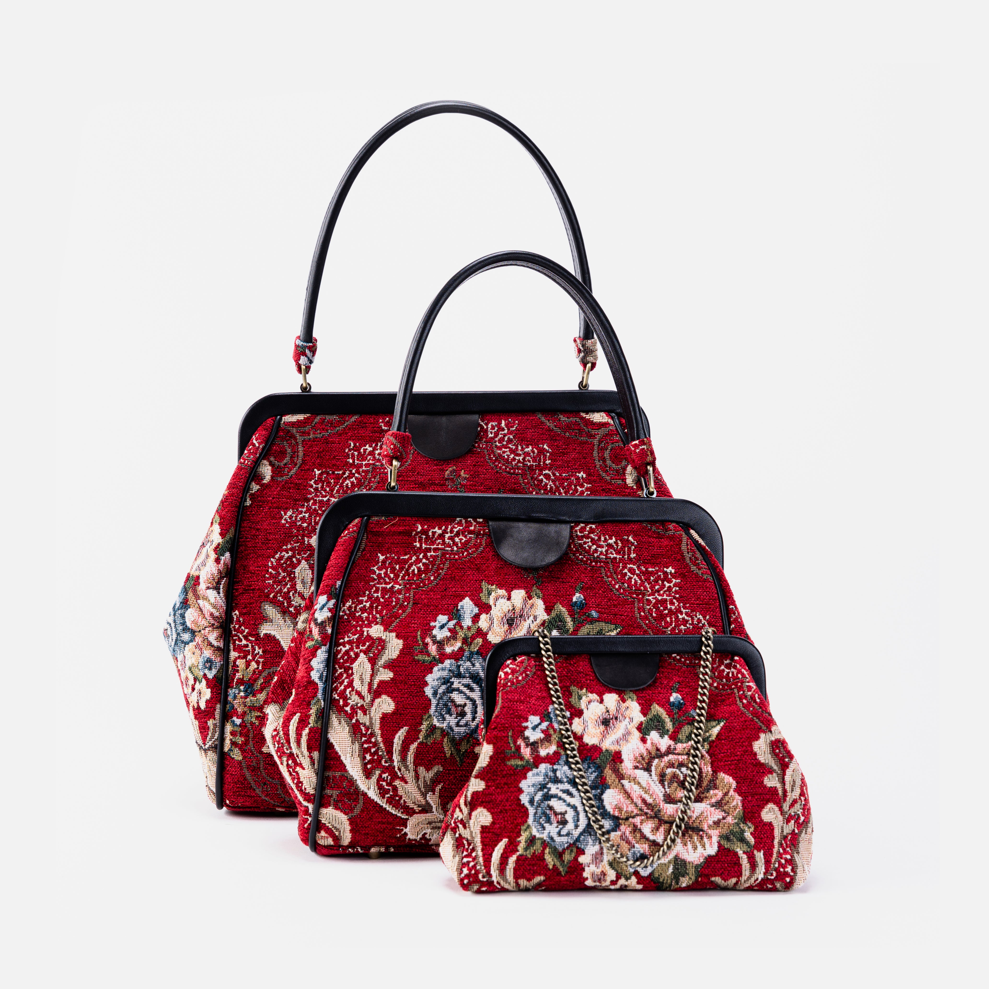 Floral Red Alma Satchel Carpet Bag