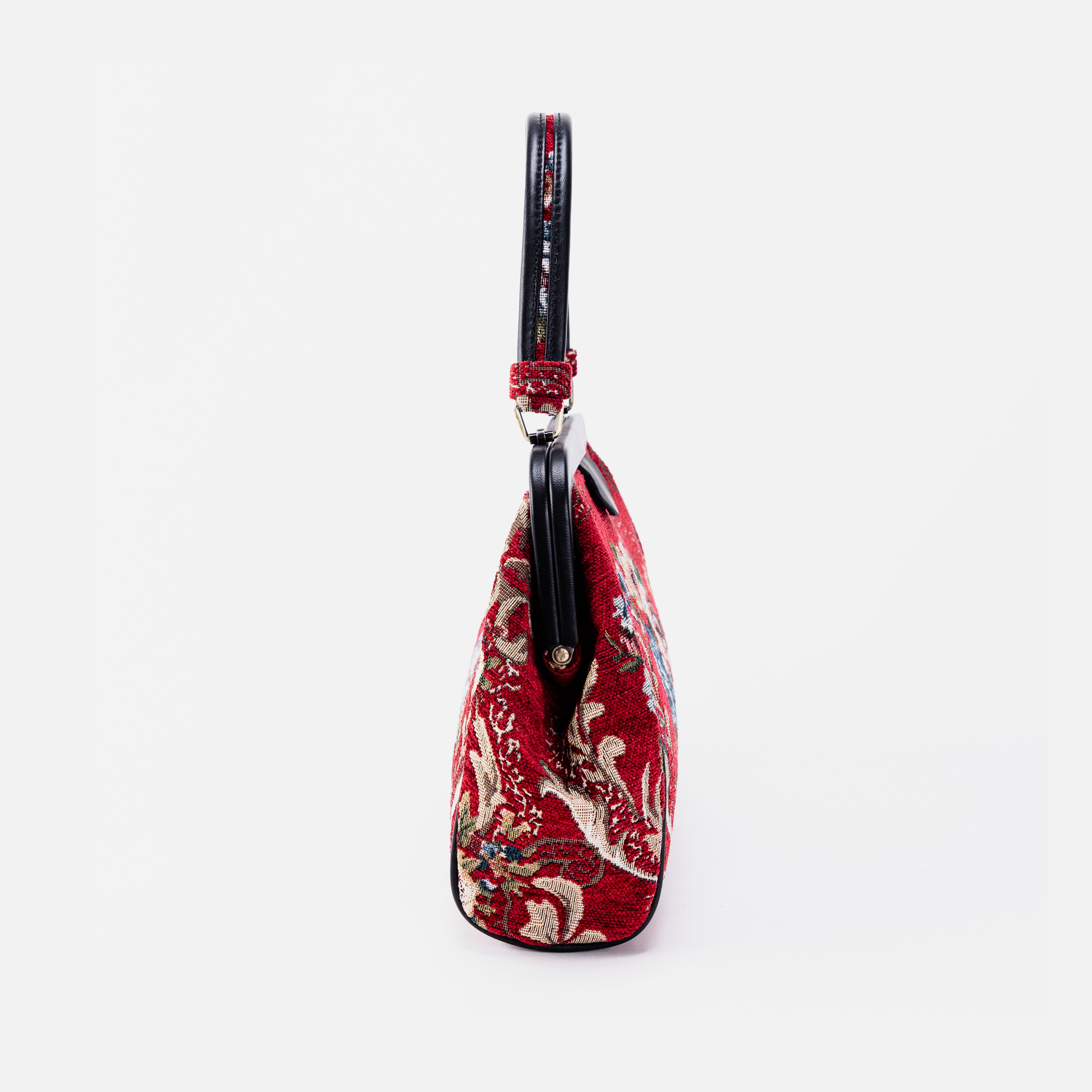 Floral Red Alma Satchel Carpet Bag side