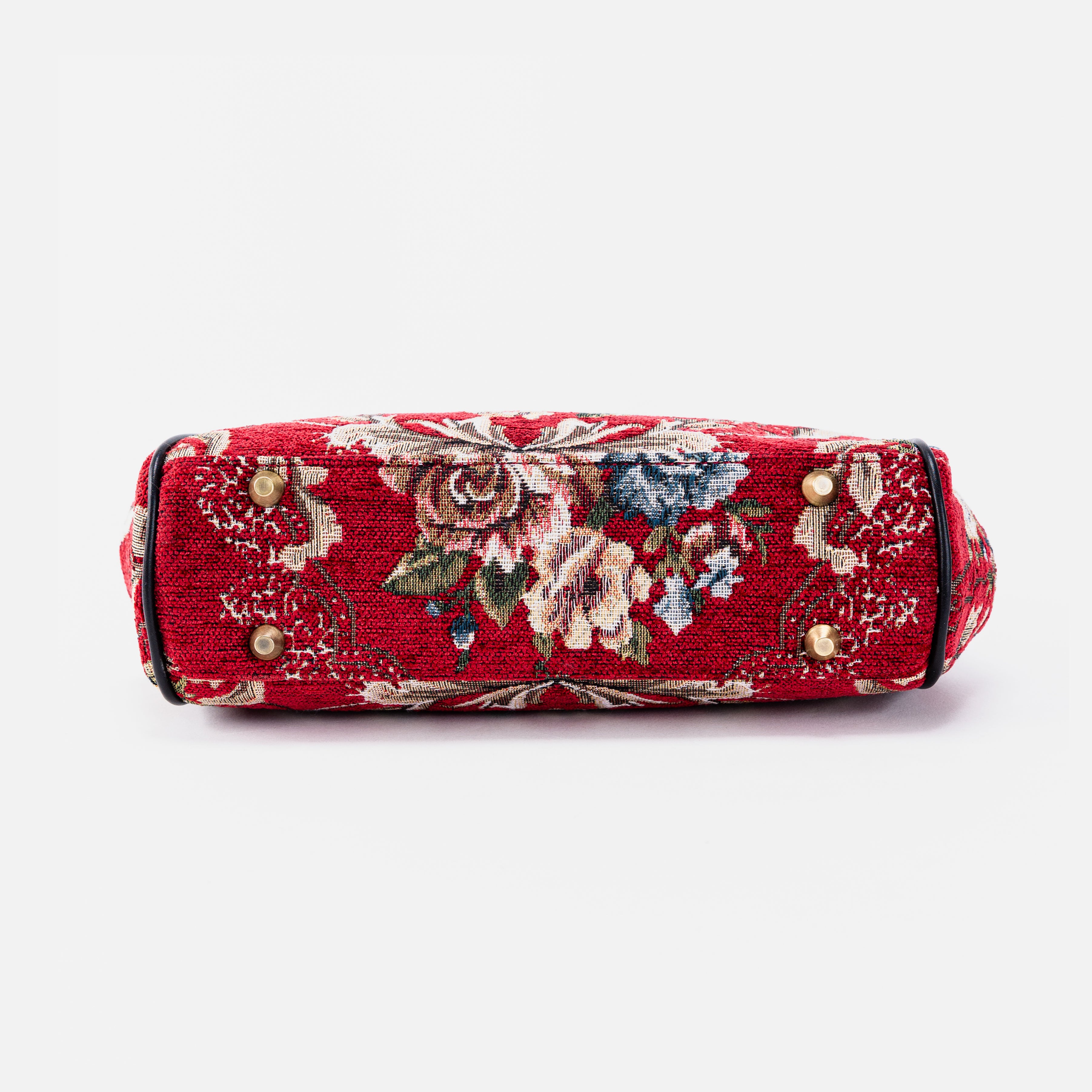 Floral Red Alma Satchel Carpet Bag bottom