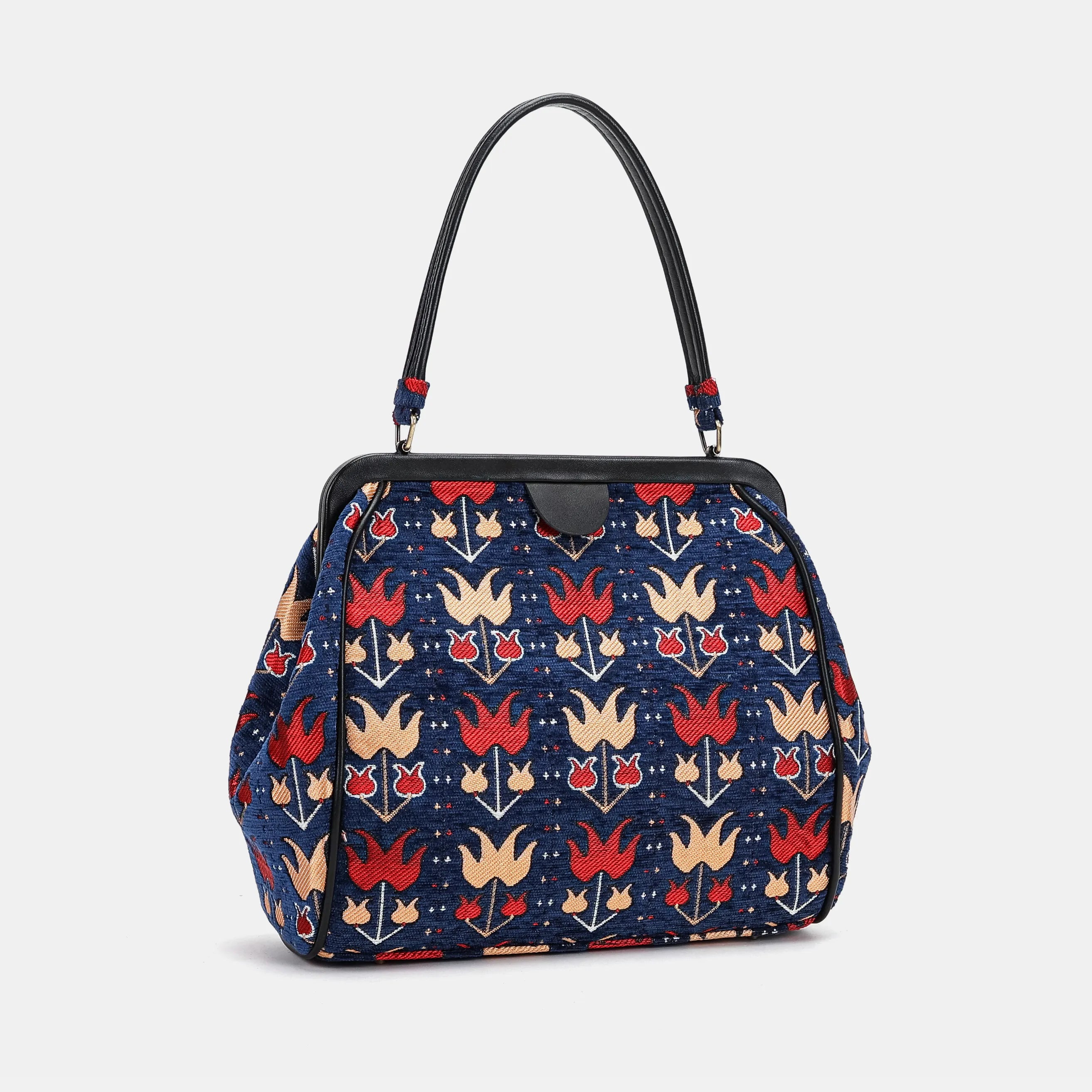 Poppy Bloom Alma Shoulder Carpet Bag front side