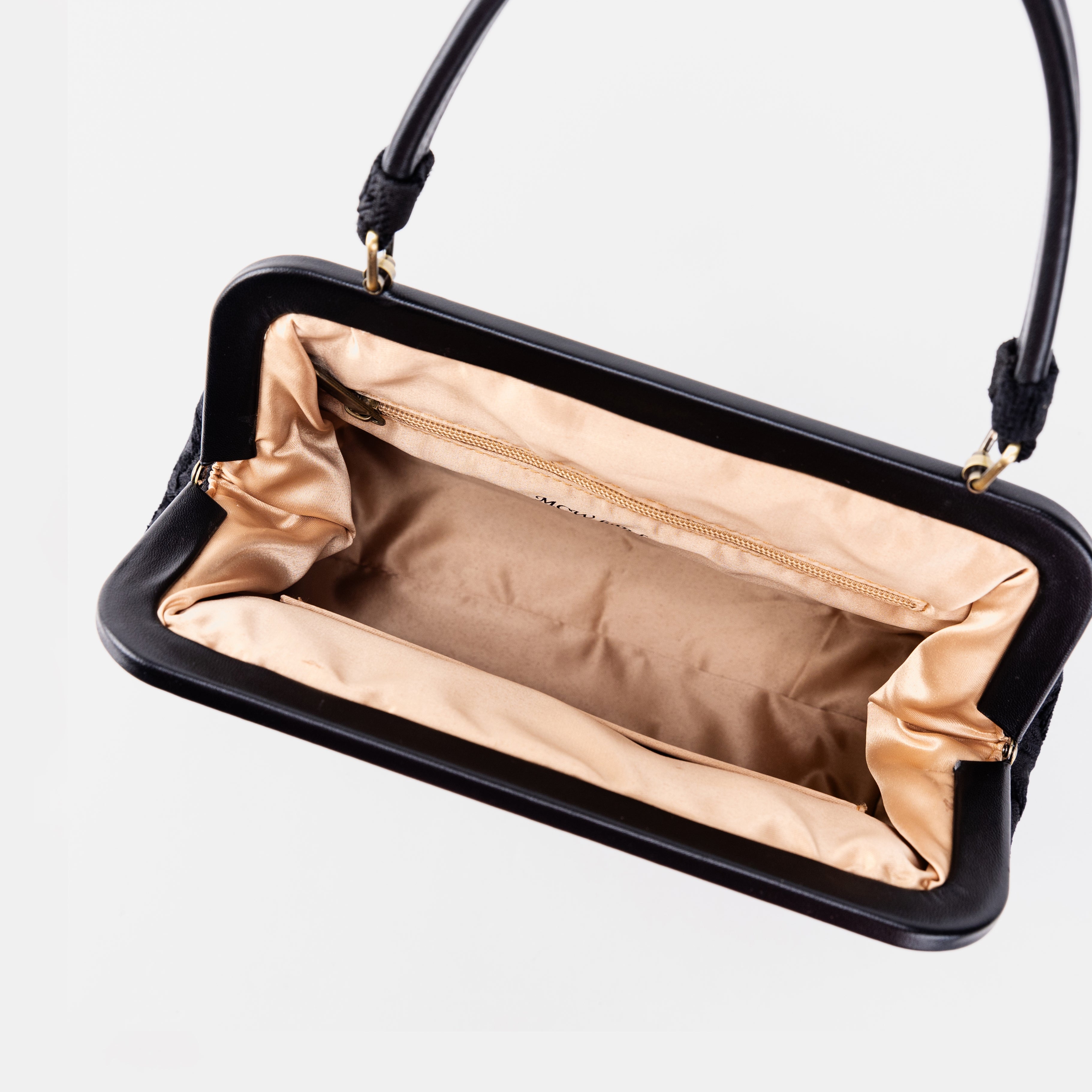 Victorian Blossom Black/Black Alma Satchel inside