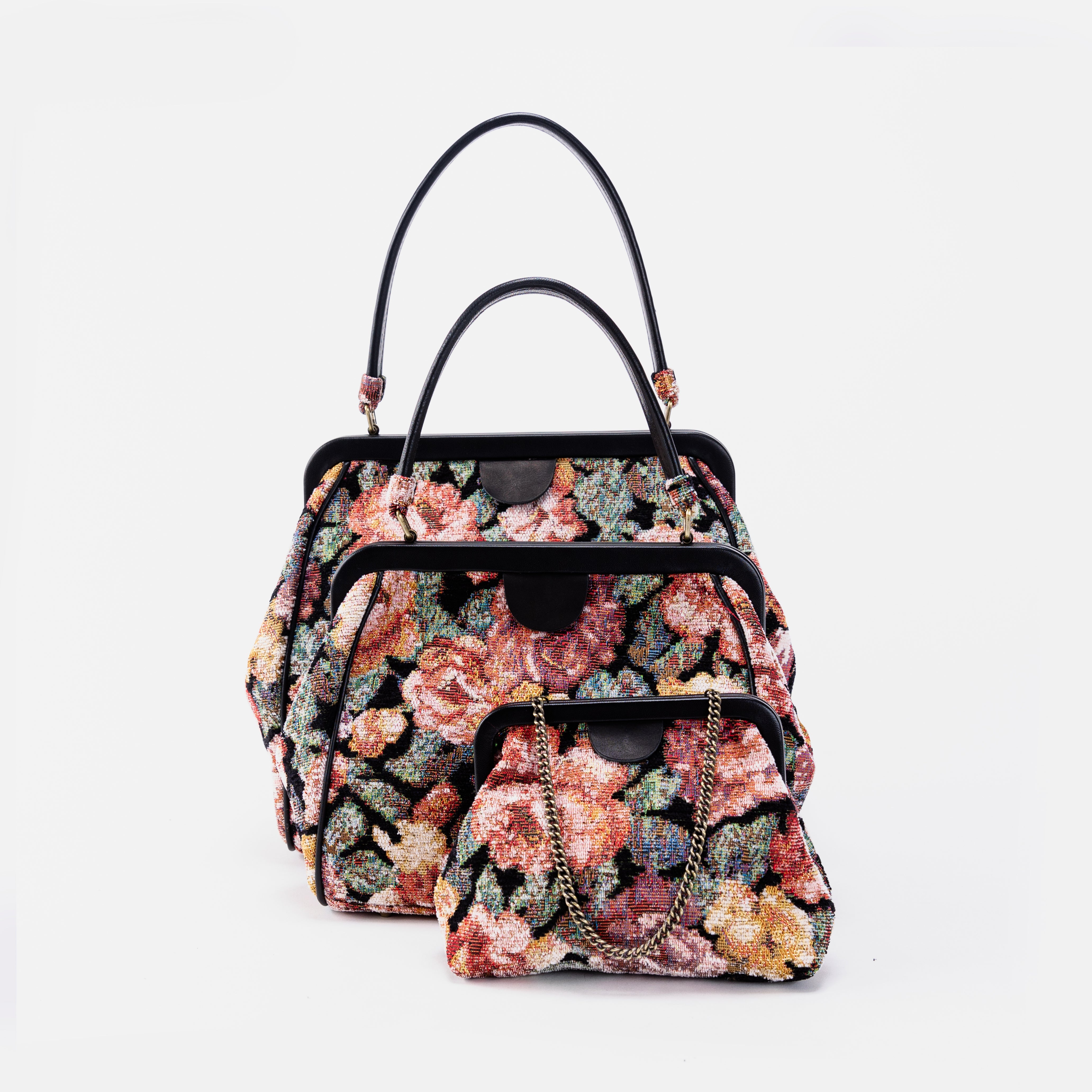 Floral Rose Alma Satchel Carpet Bag