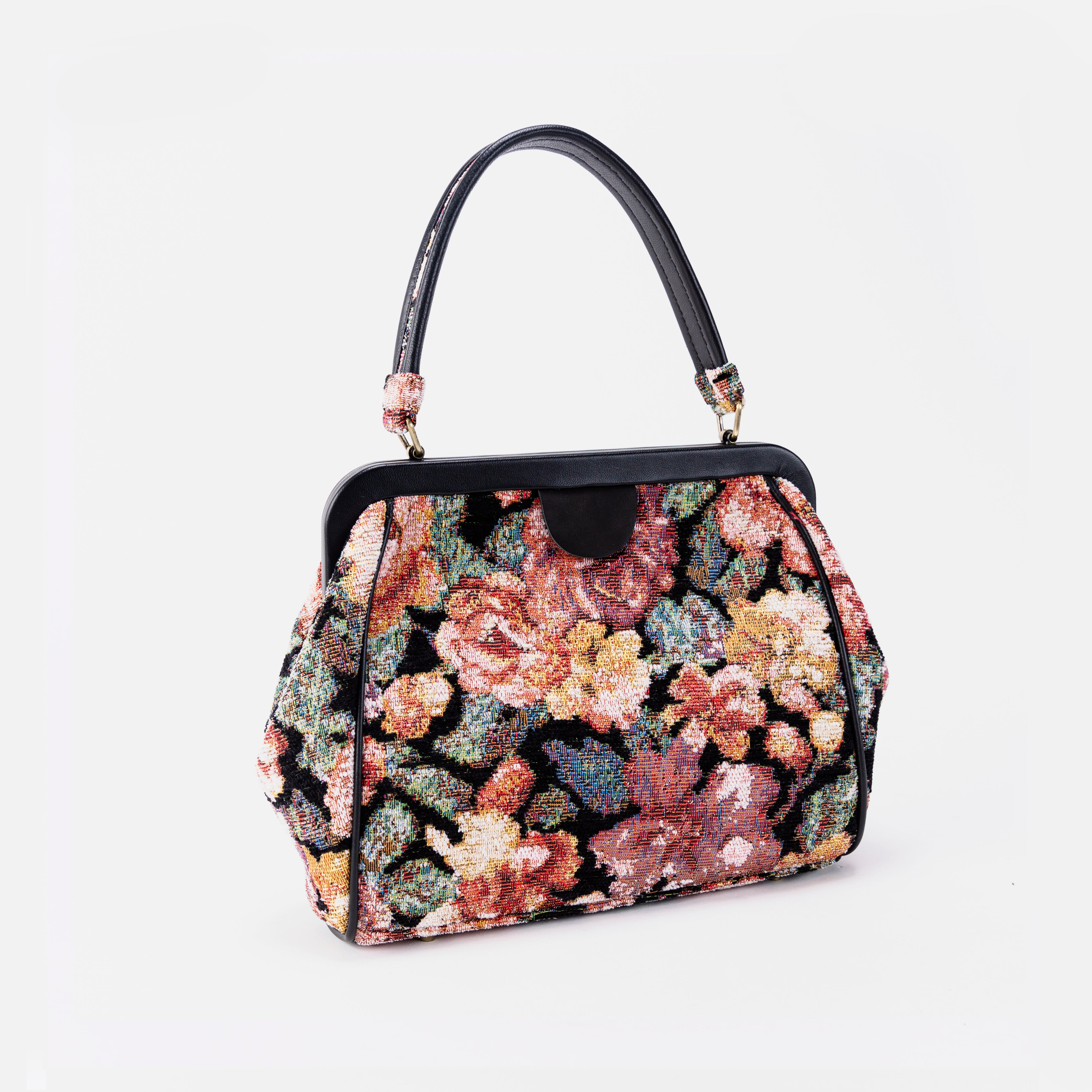 Floral Rose Alma Satchel Carpet Bag front side