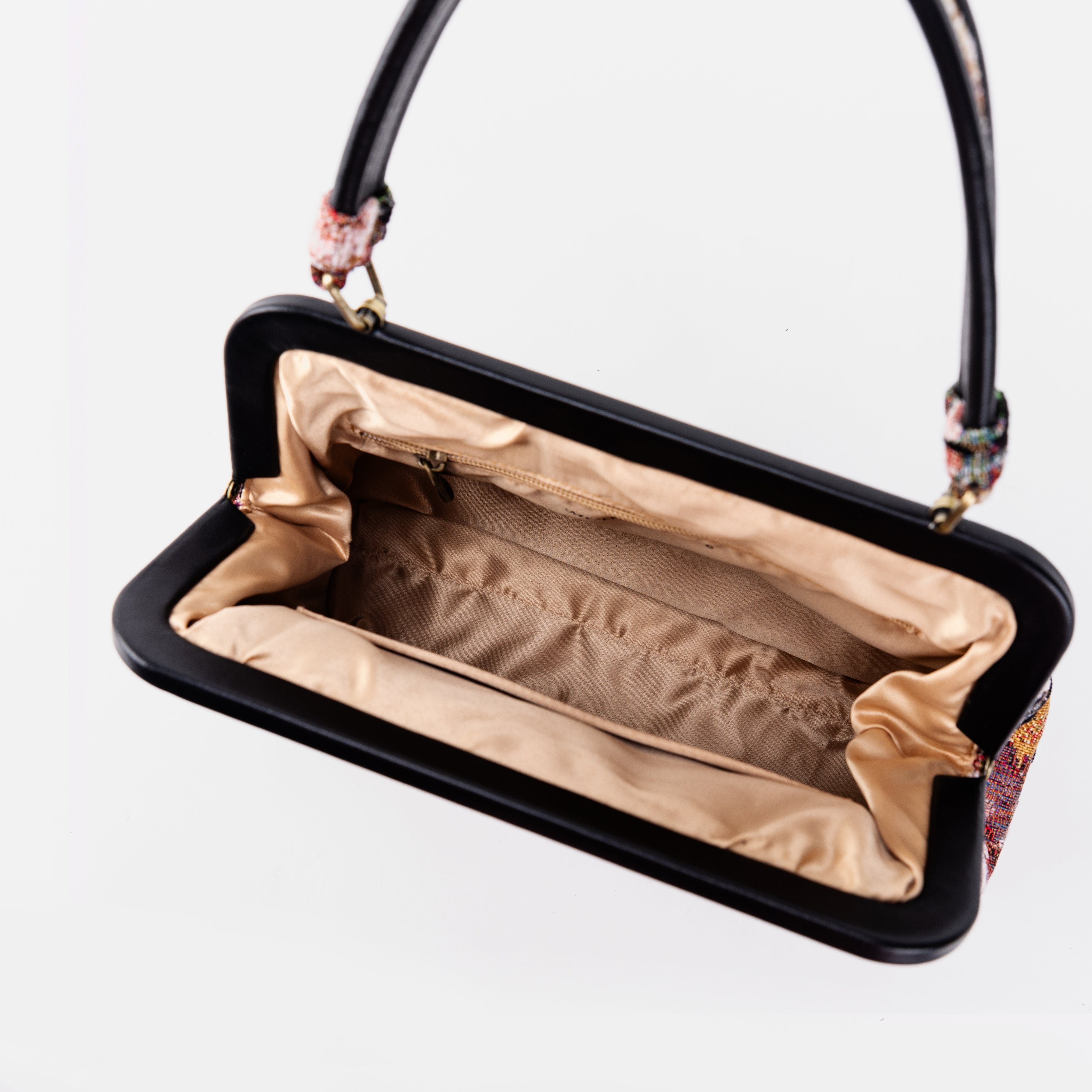 Floral Rose Alma Satchel Carpet Bag inside