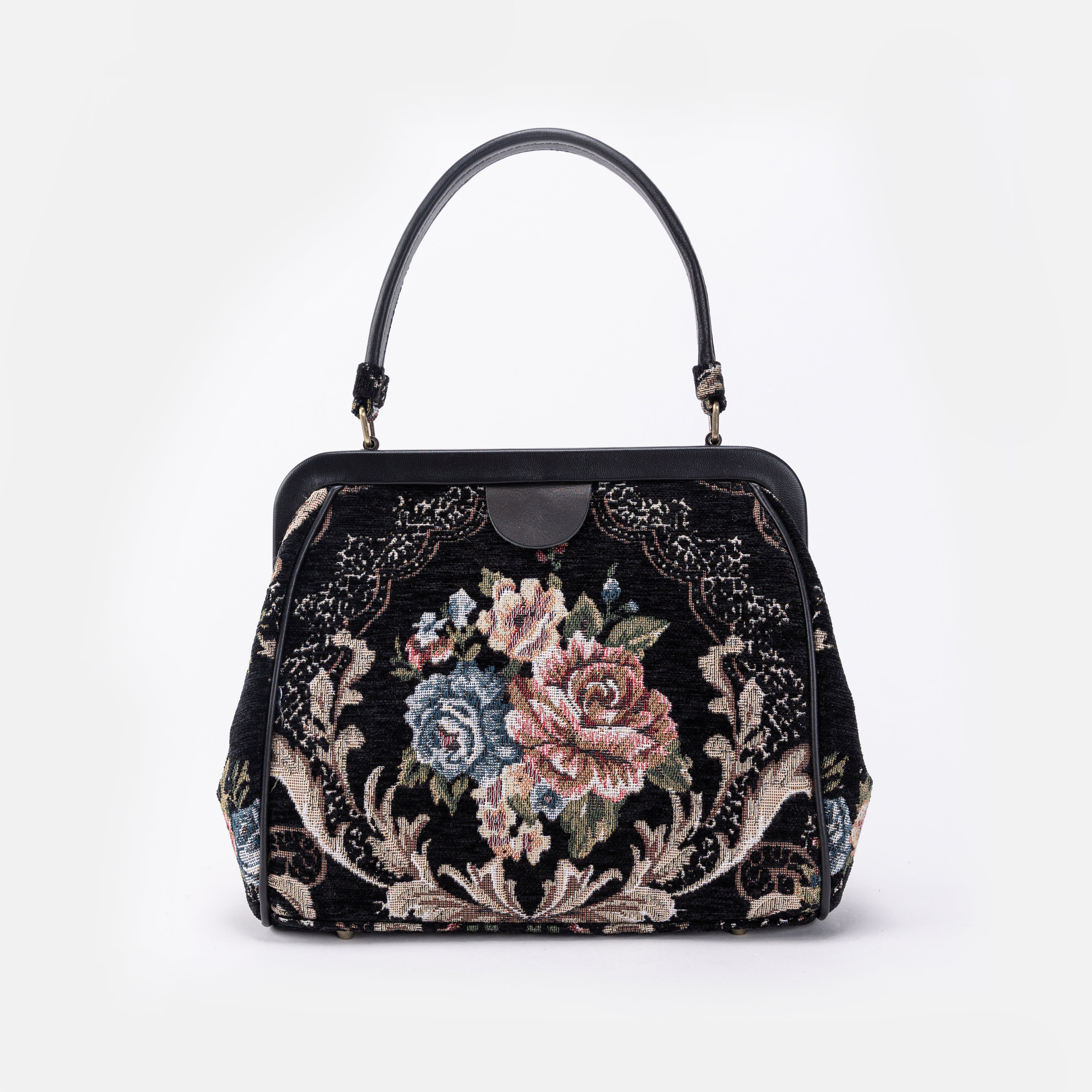 Floral Black Alma Shoulder Bag Carpet Bag of America front