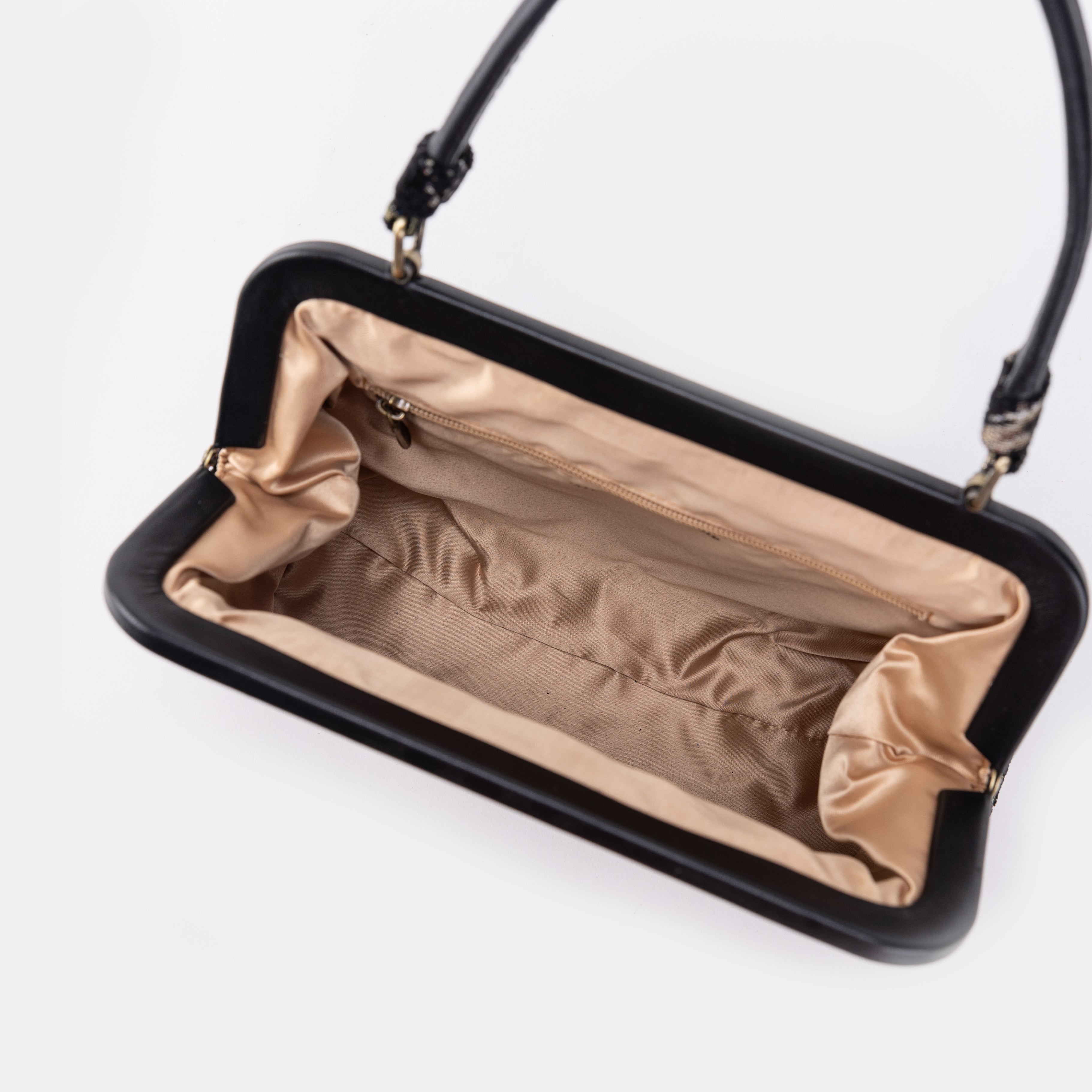 Floral Black Alma Shoulder Bag Carpet Bag of America inside