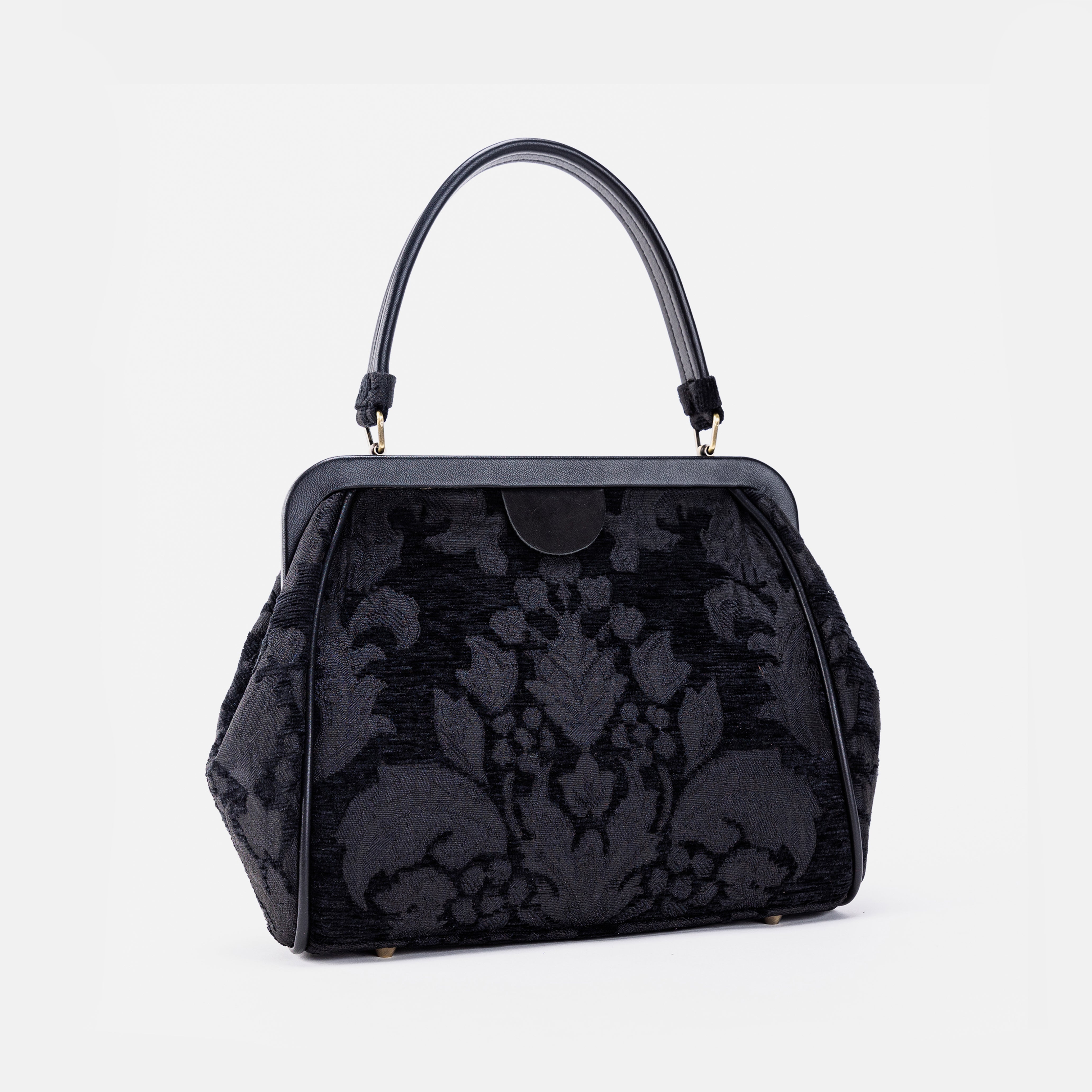 Victorian Blossom Black/Black Alma Satchel front side