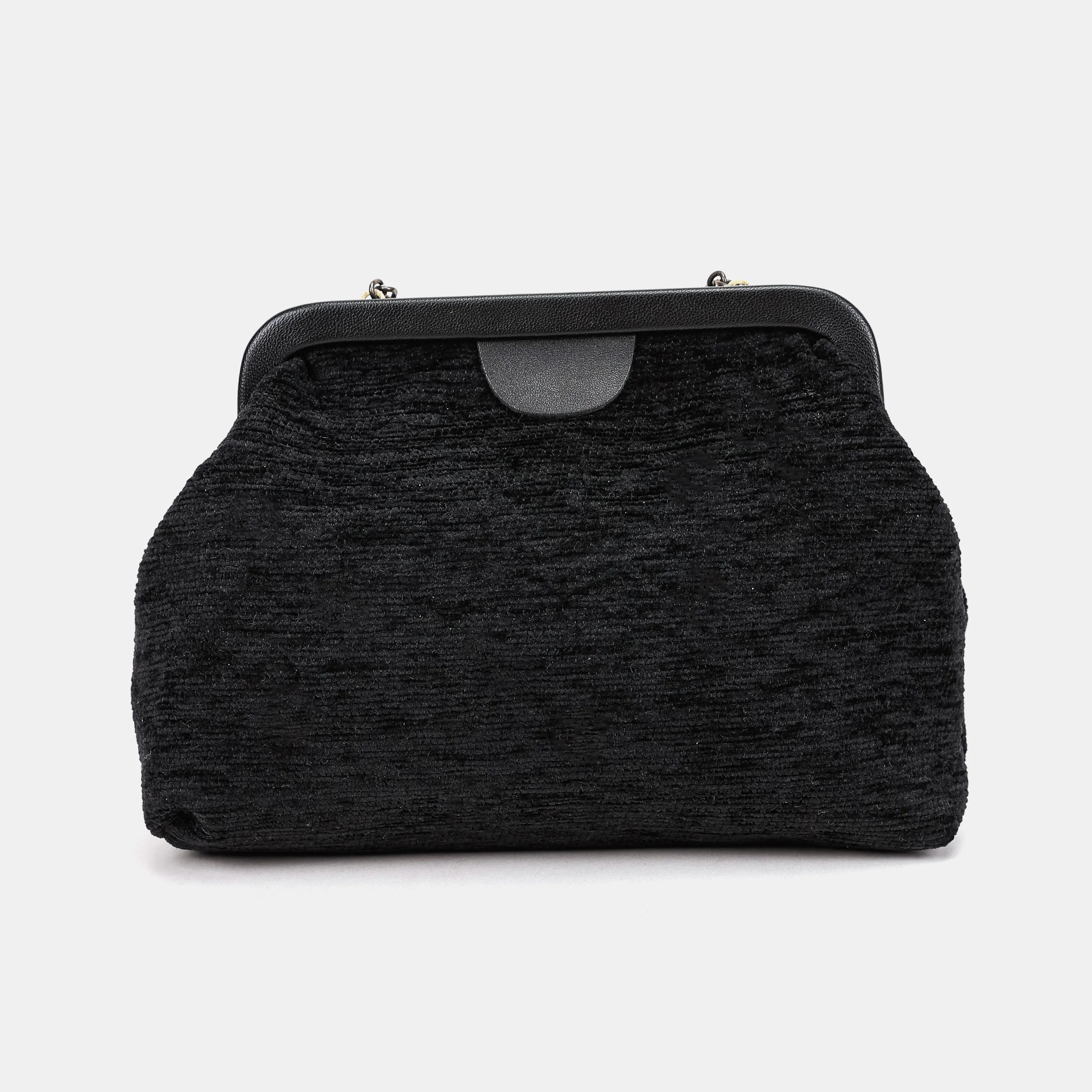 Solid Black | Alma Evening Clutch Carpet Bag of America back