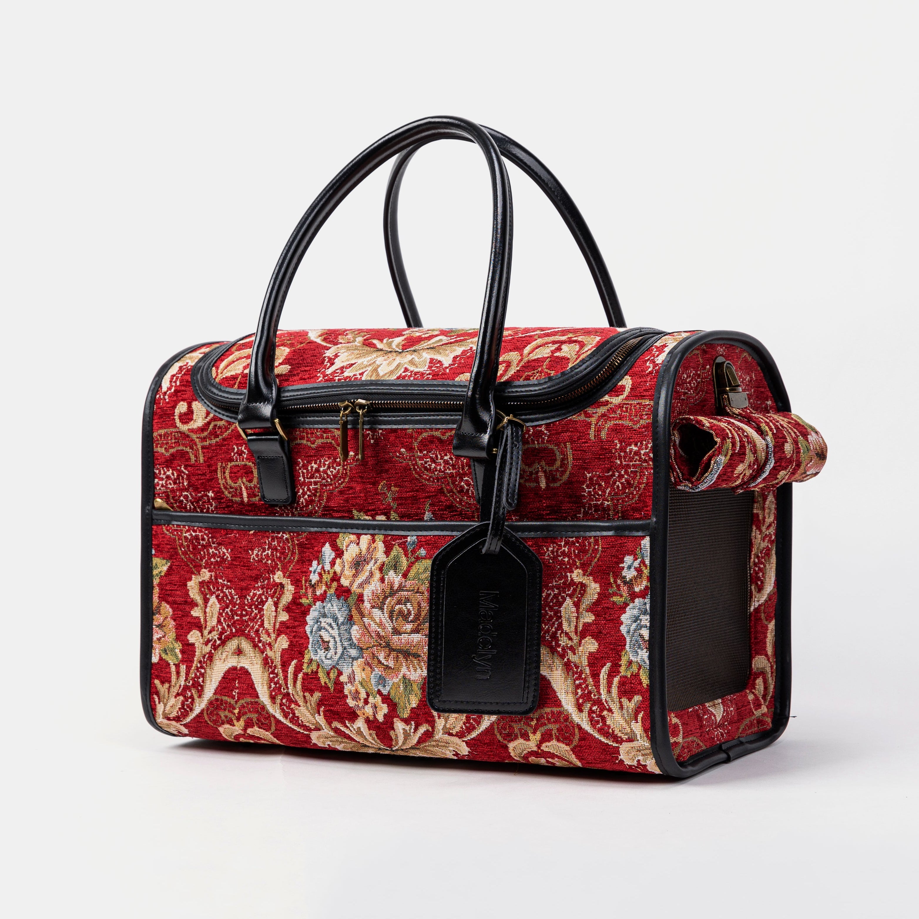 Travel Dog Carrier Bag Floral Red Main