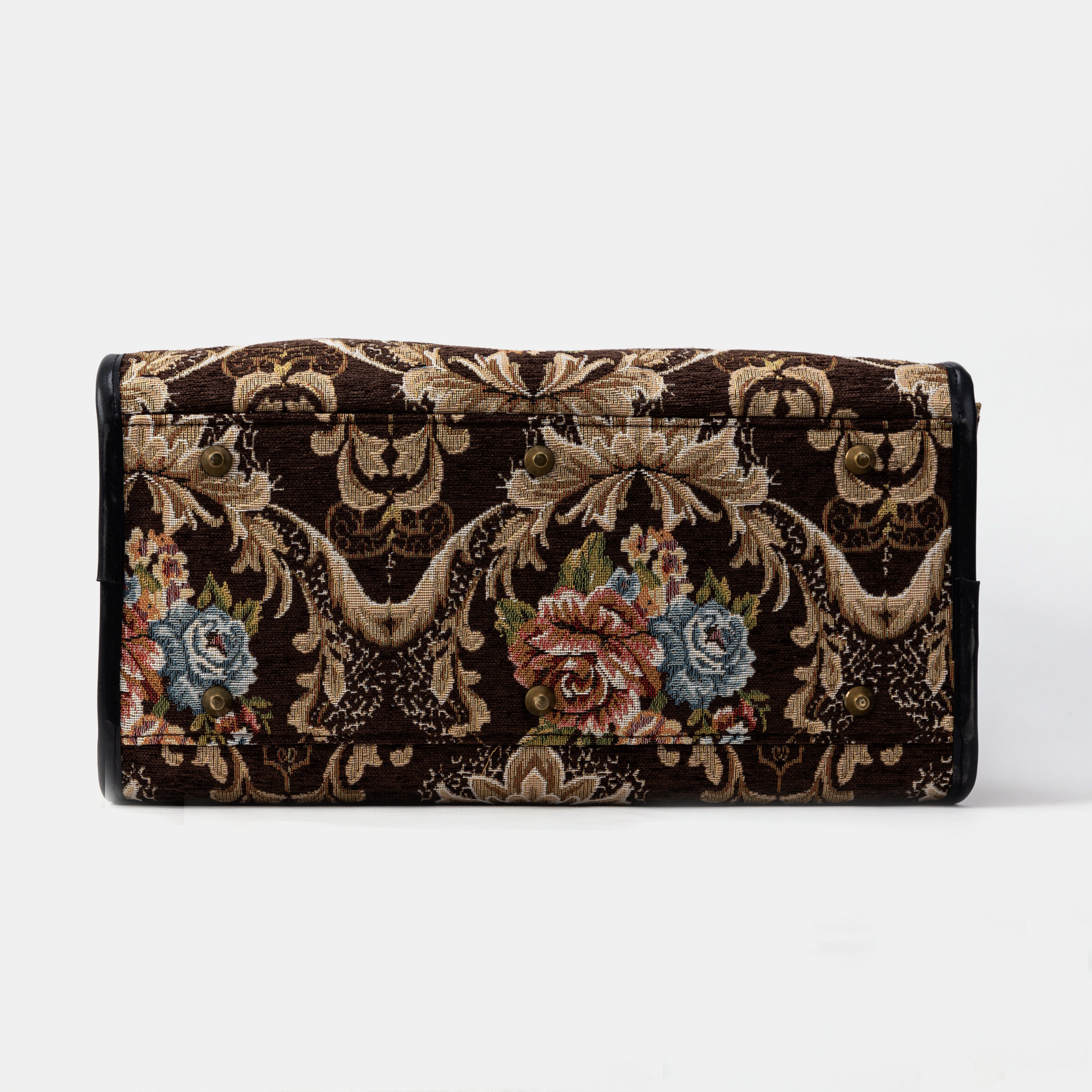 Travel Dog Carrier Bag Floral Brown Bottom