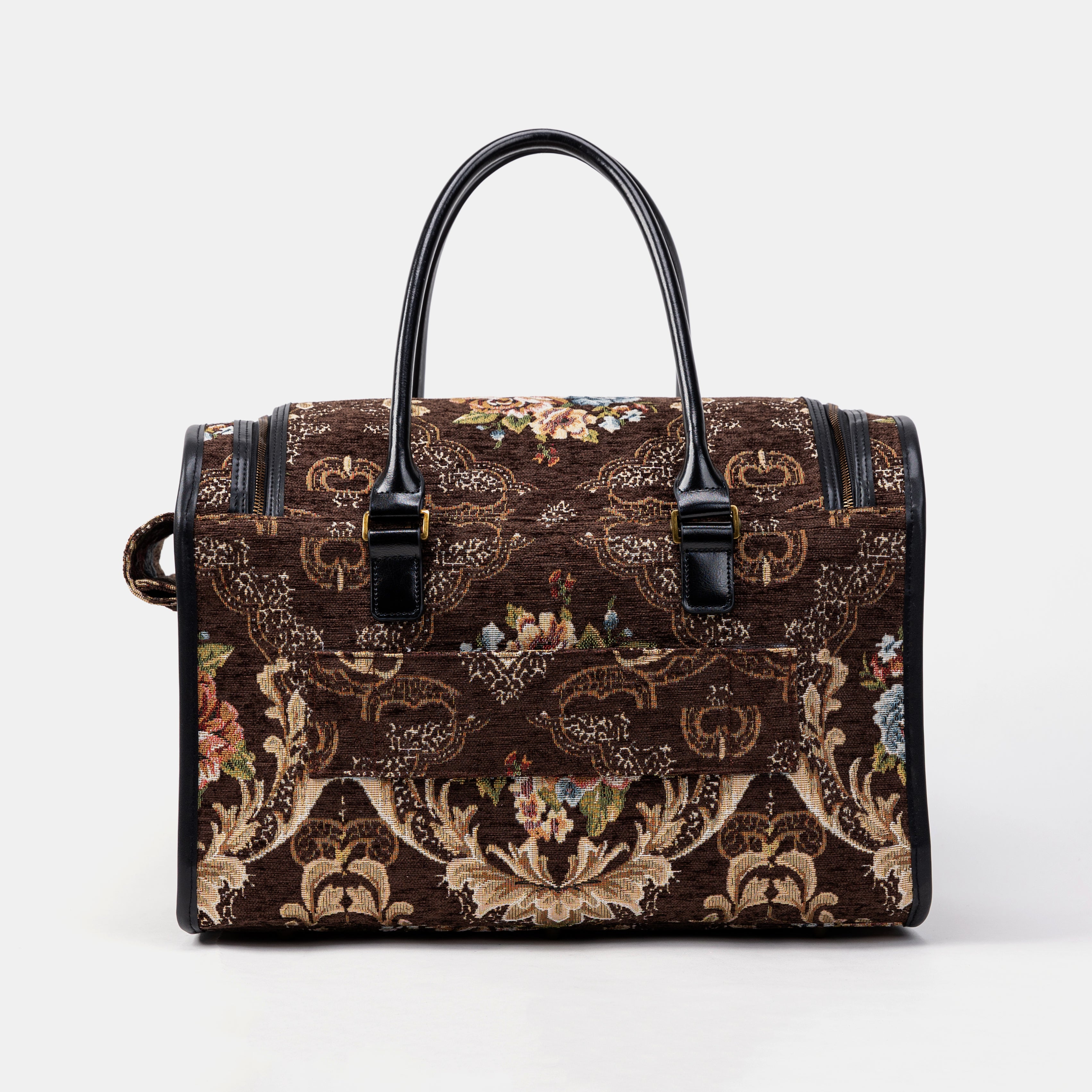 Travel Dog Carrier Bag Floral Brown Back