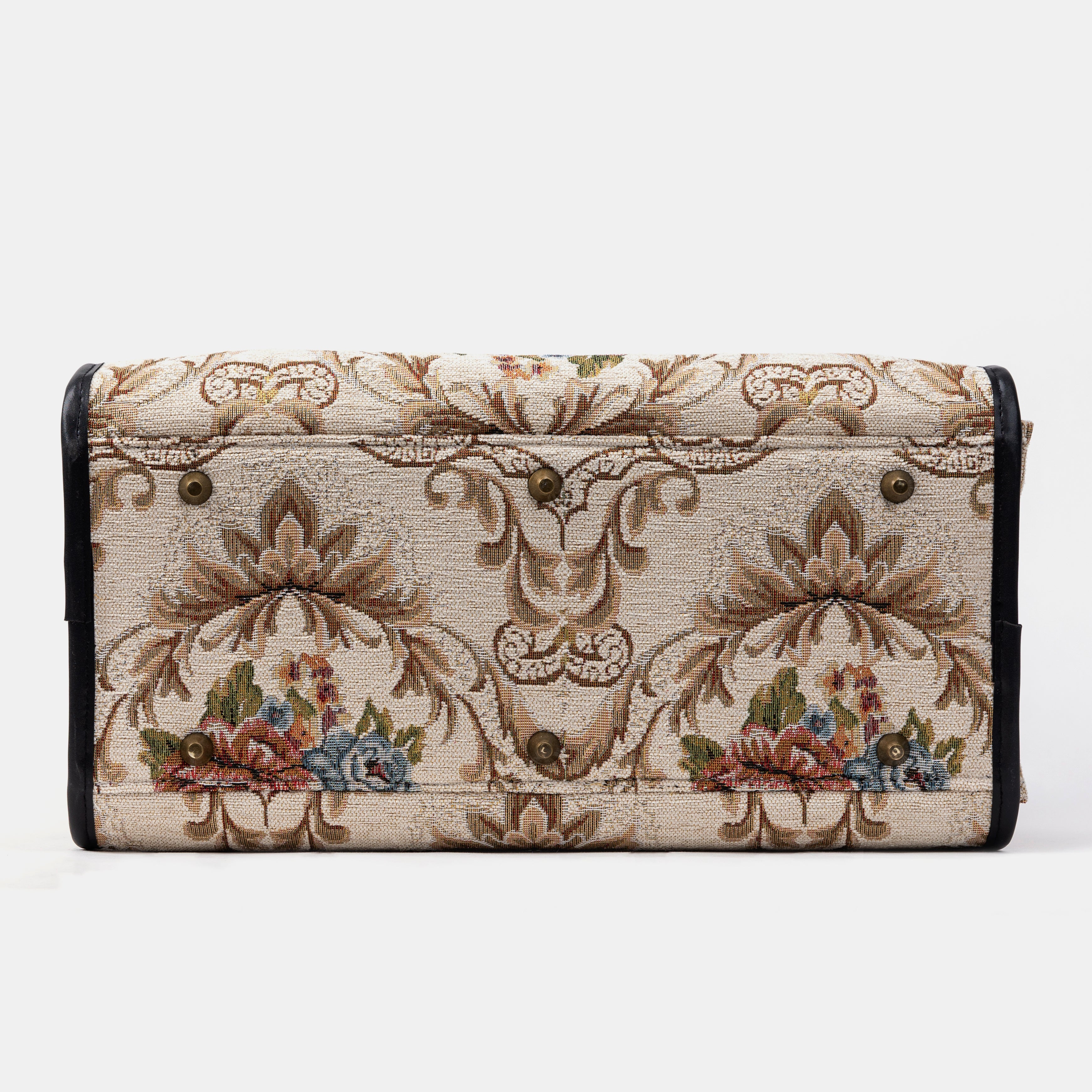 Travel Dog Carrier Bag Floral Cream Bottom