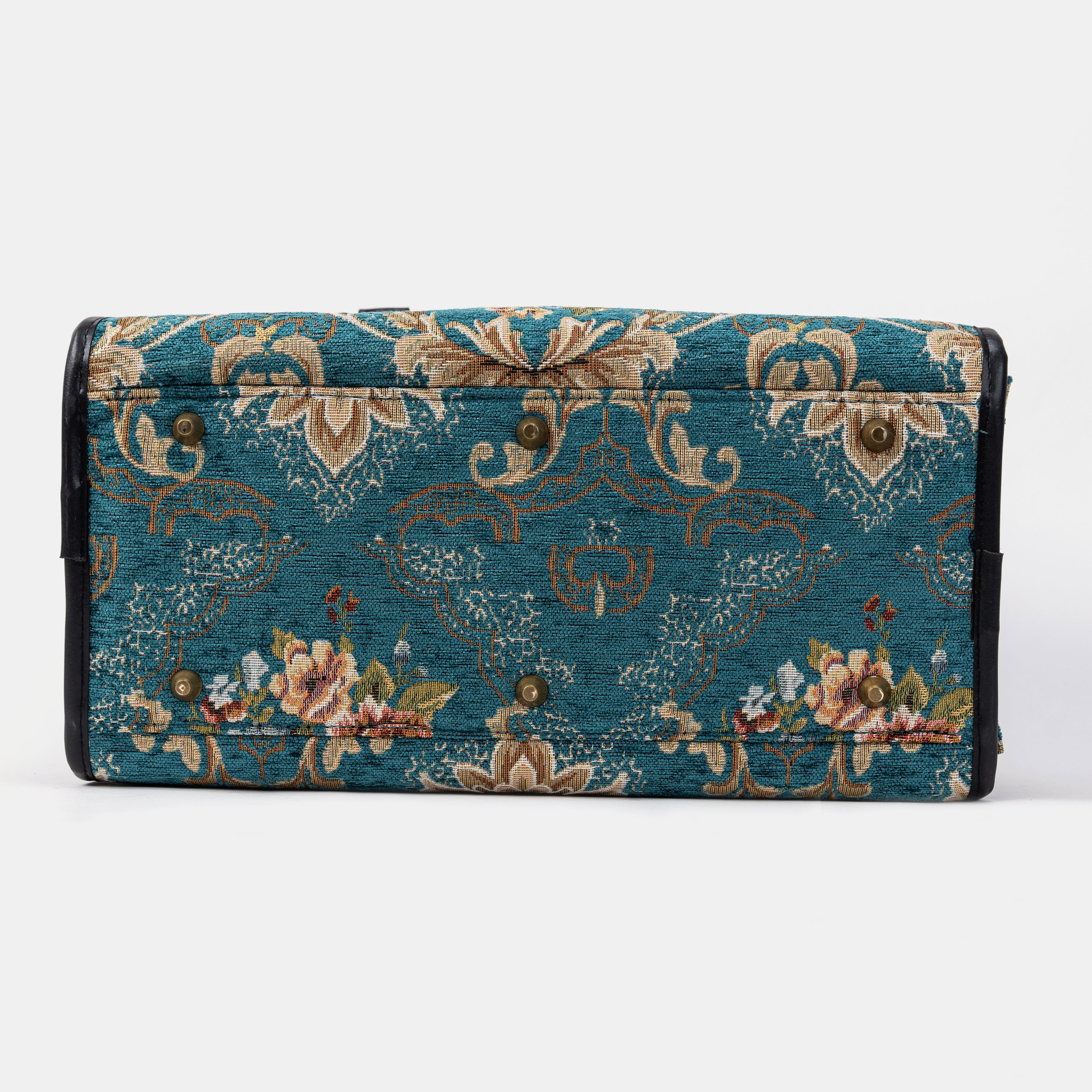 Travel Dog Carrier Bag Floral Teal Bottom