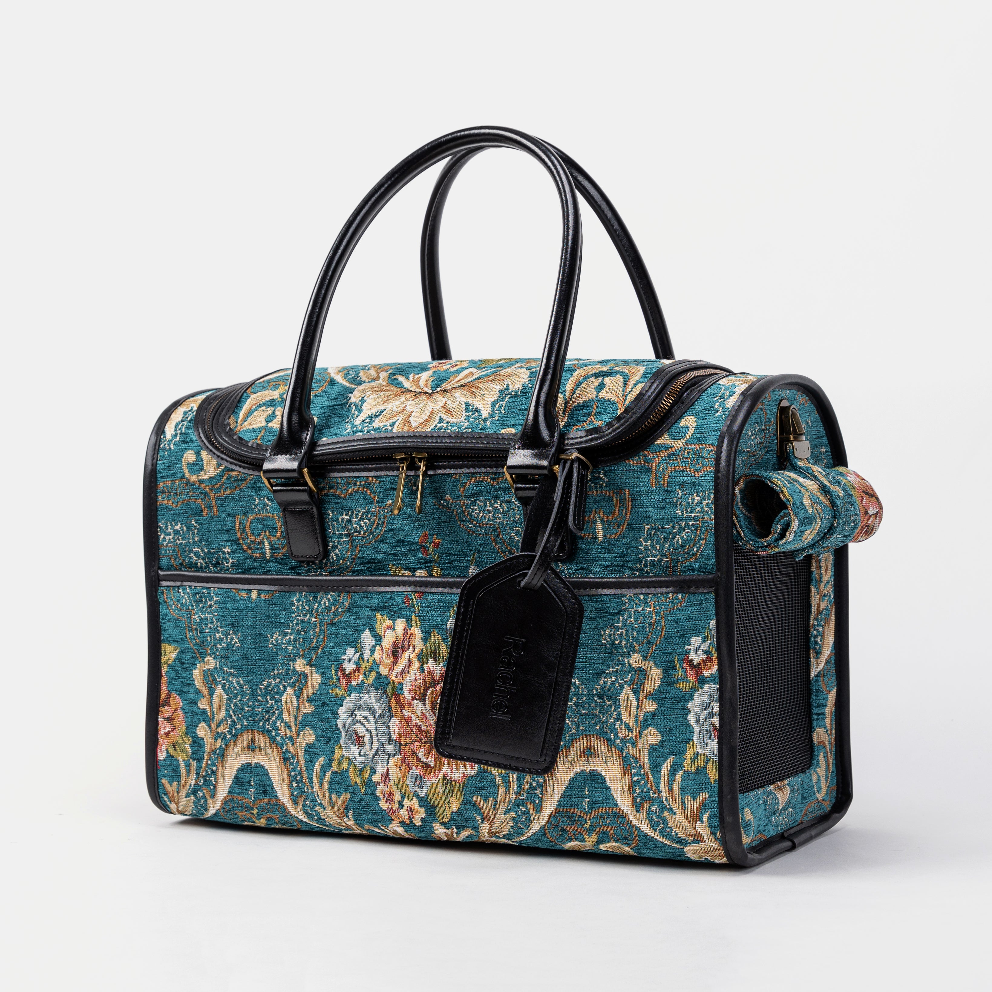 Travel Dog Carrier Bag Floral Teal Main
