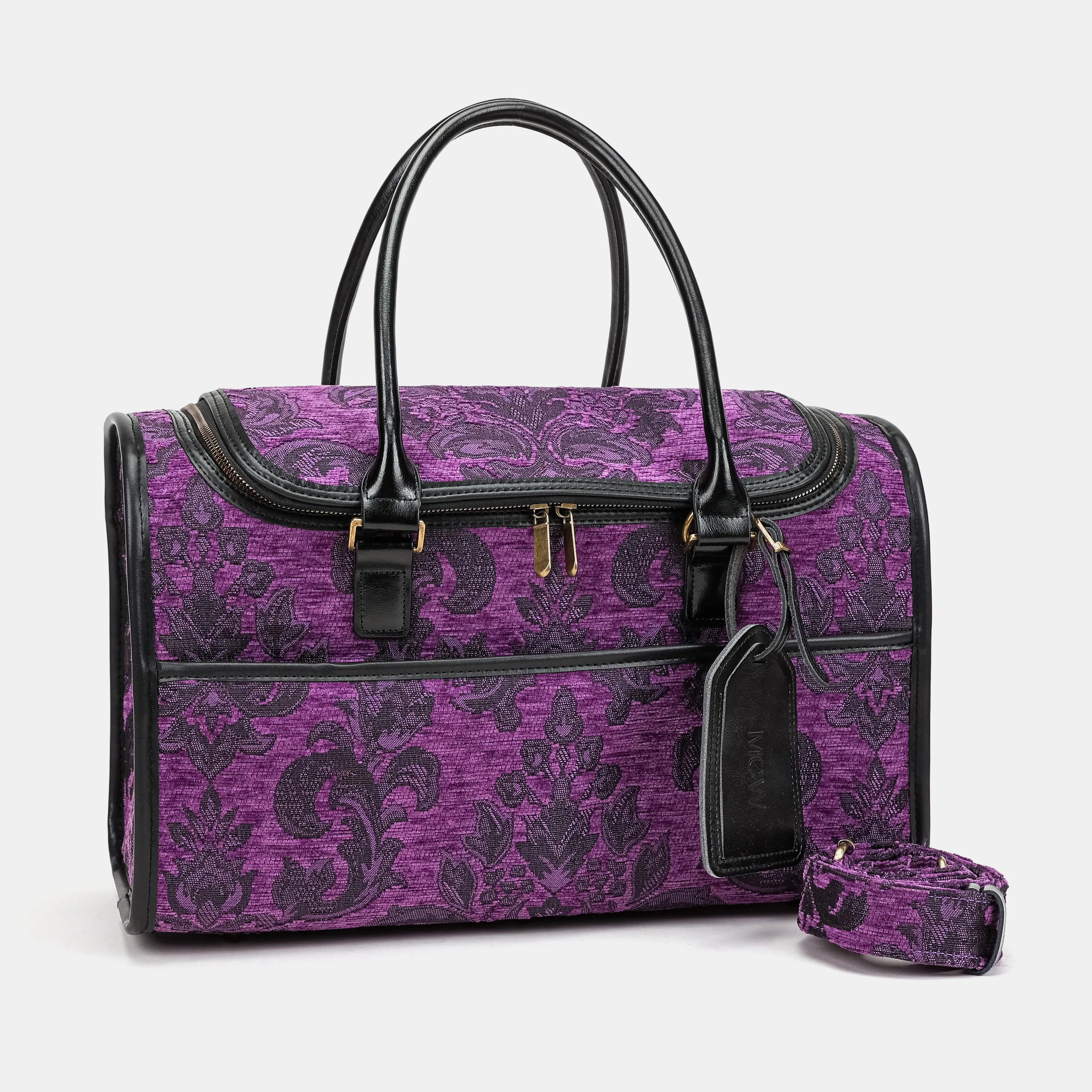 Travel Dog Carrier Bag Victorian Blossom Purple of America with strap