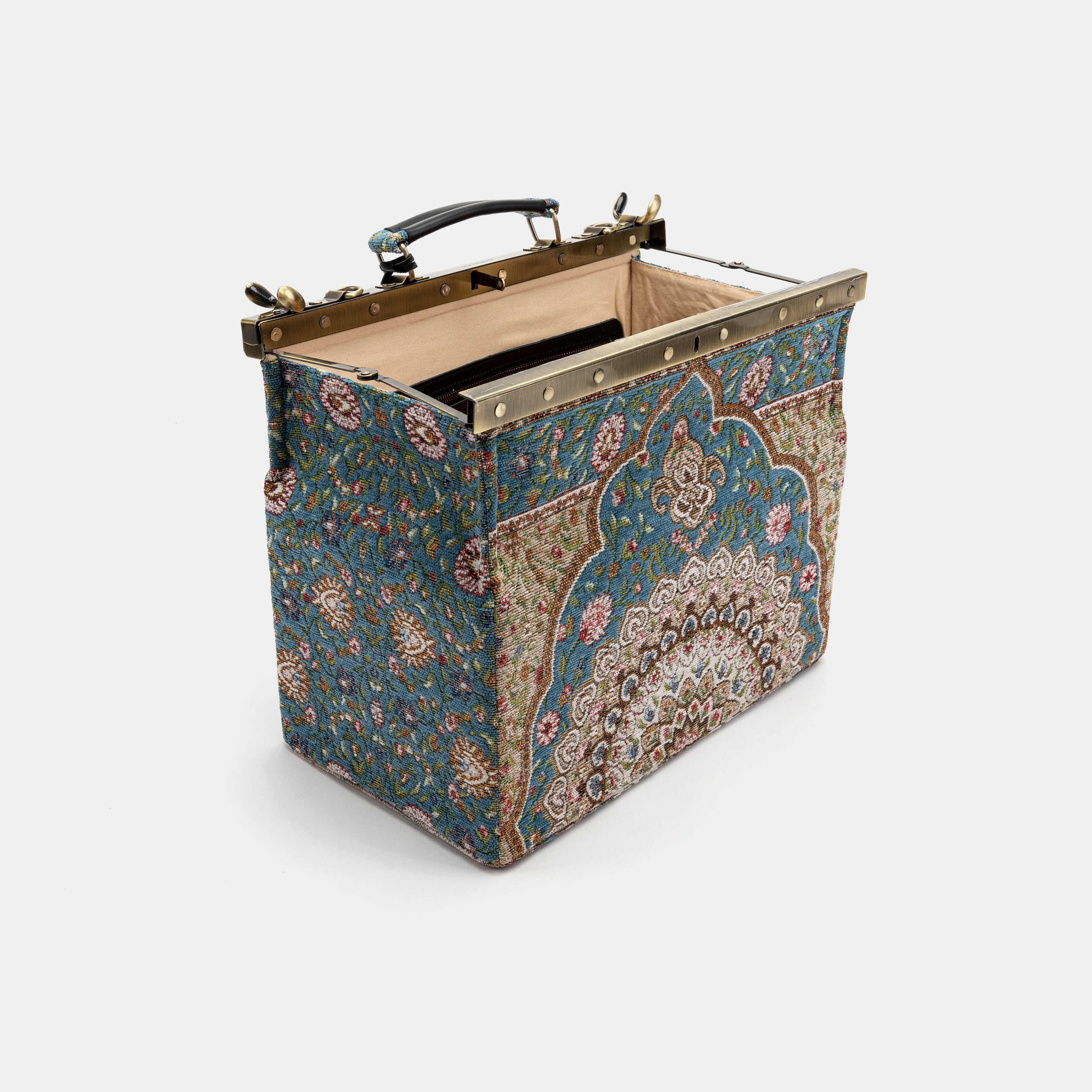 Oriental Blue Genevieve Carpet Gladstone Bag open standing