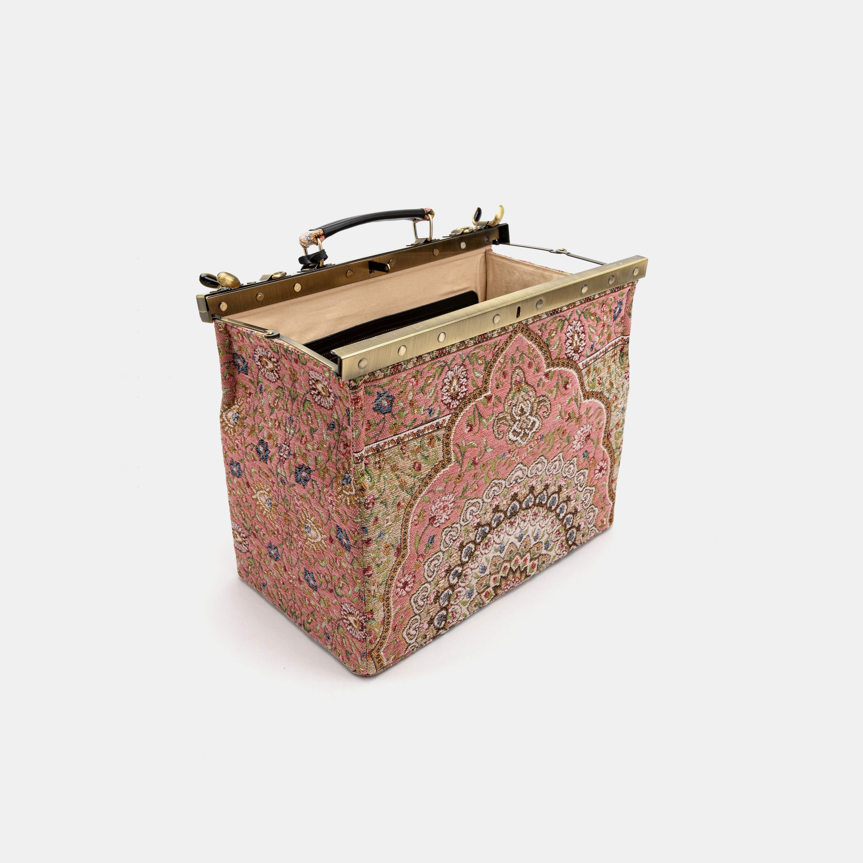 Oriental Pink Genevieve Carpet Gladstone Bag open standing