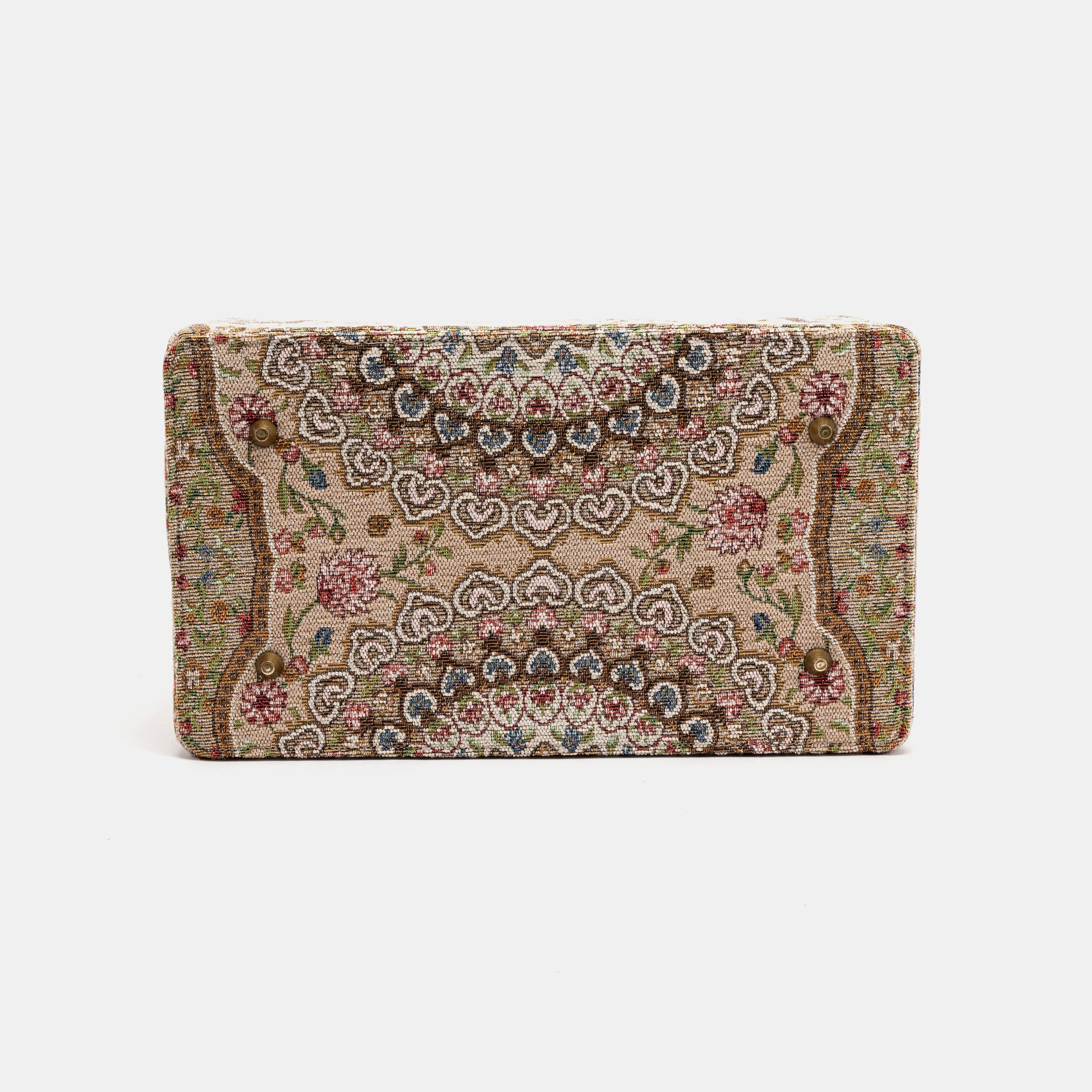 Gladstone Bag Carpet Doctor Bag Victorian Weekender Bag Shoulder Frame Bag Genevieve Oriental Beige Carpetbagger Carpetbag of America bottom