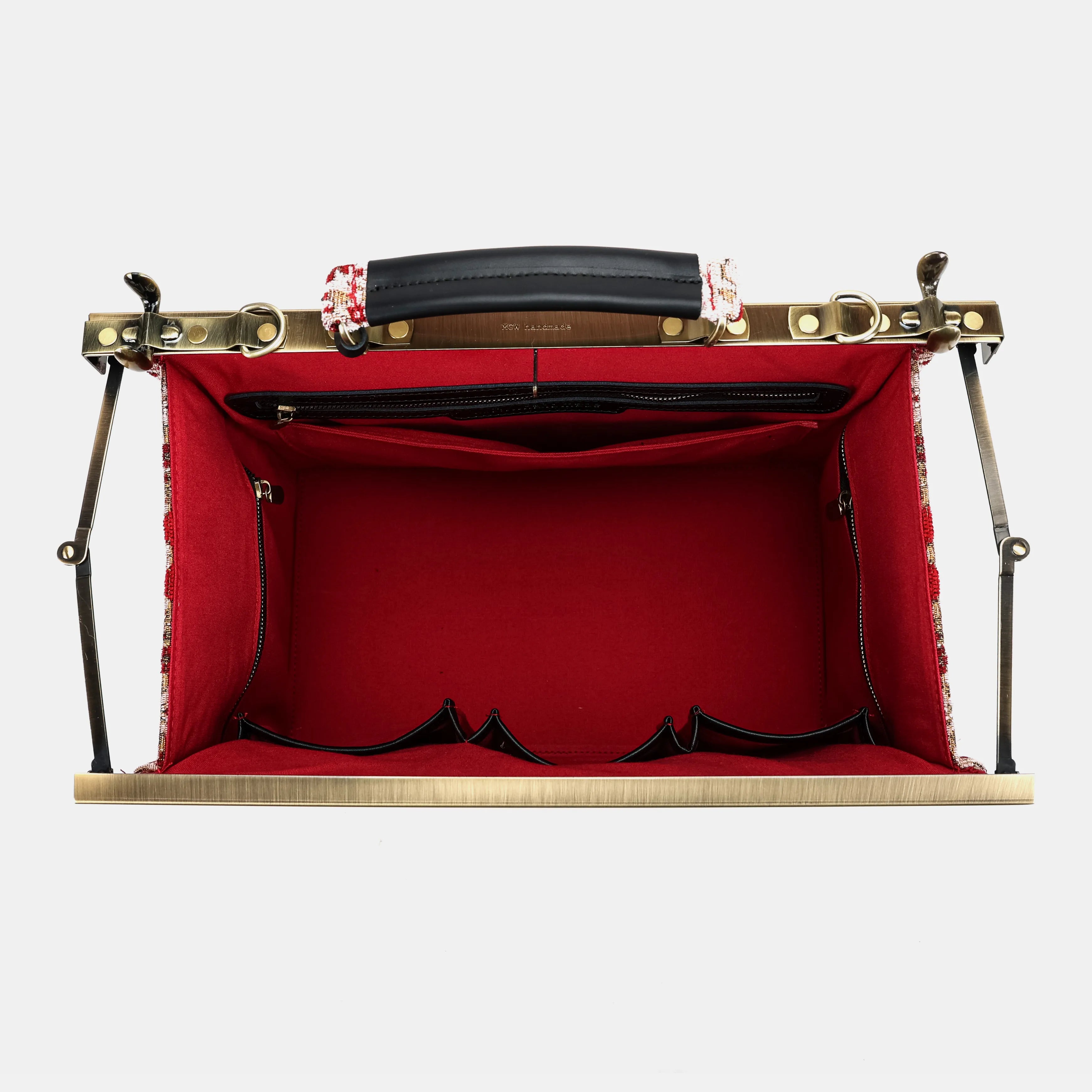 Golden Age Red Genevieve Carpet Gladstone Bag of America inside