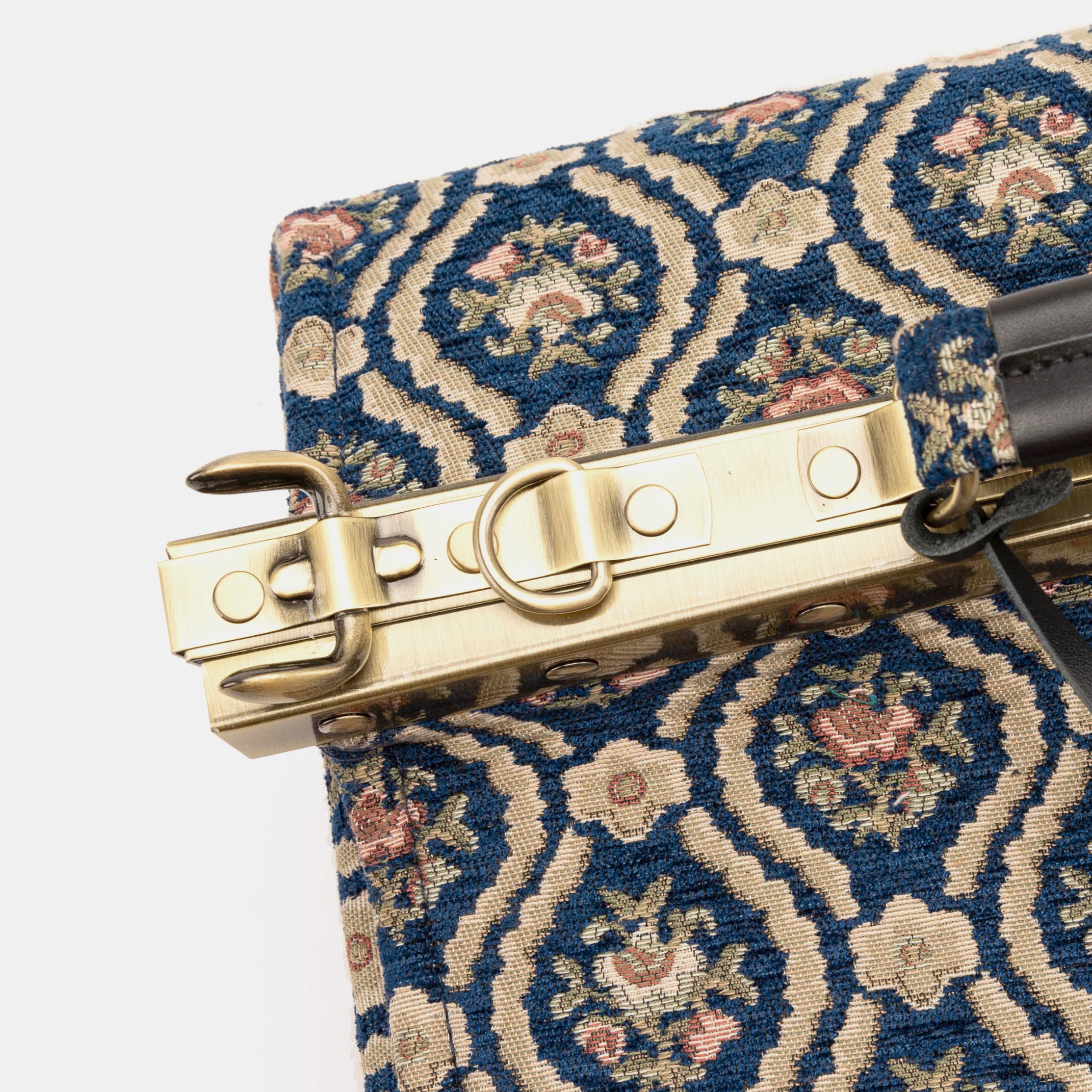 Gladstone Bag Carpet Doctor Bag Victorian Weekender Bag Shoulder Frame Bag Genevieve Golden Age Navy Carpetbagger Carpetbag of America frame