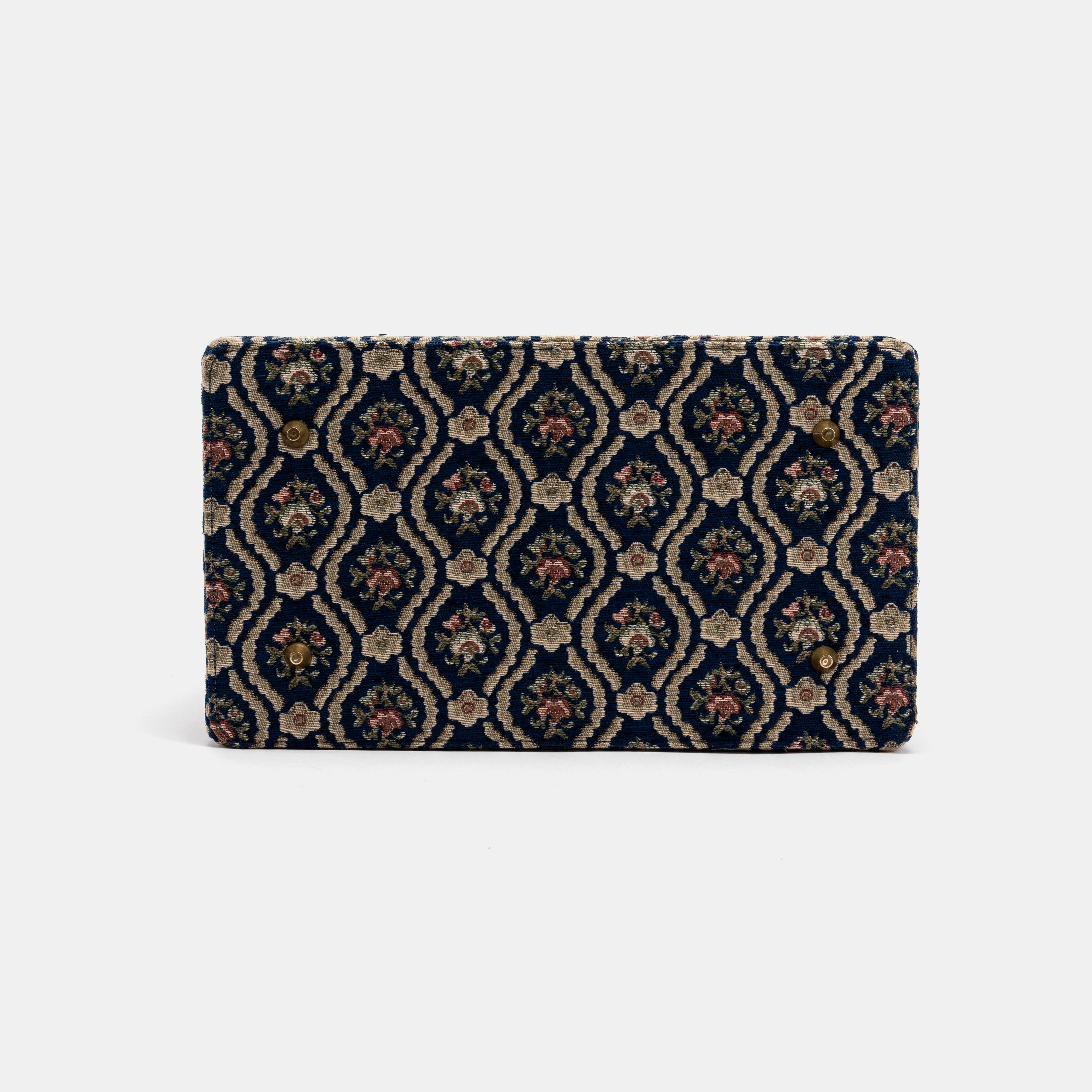 Gladstone Bag Carpet Doctor Bag Victorian Weekender Bag Shoulder Frame Bag Genevieve Golden Age Navy Carpetbagger Carpetbag of America bottom
