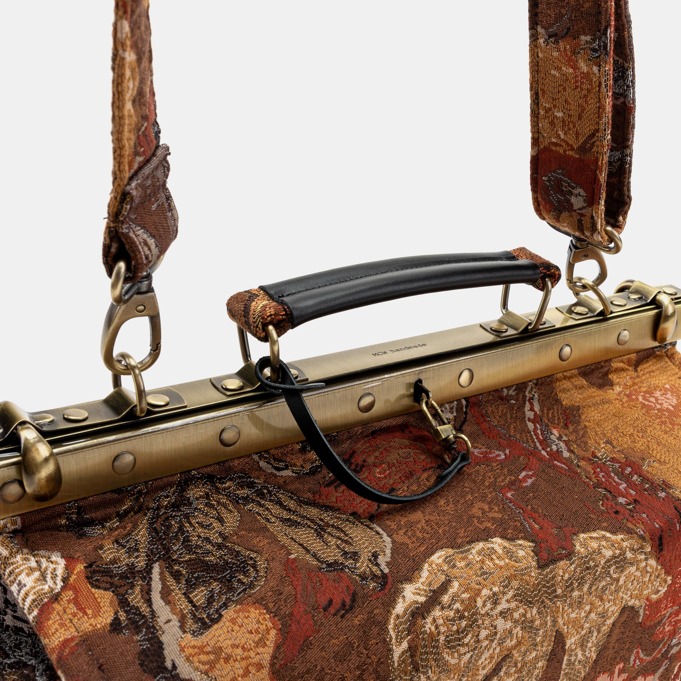 Abstract Brown Genevieve Carpet Gladstone Bag handle