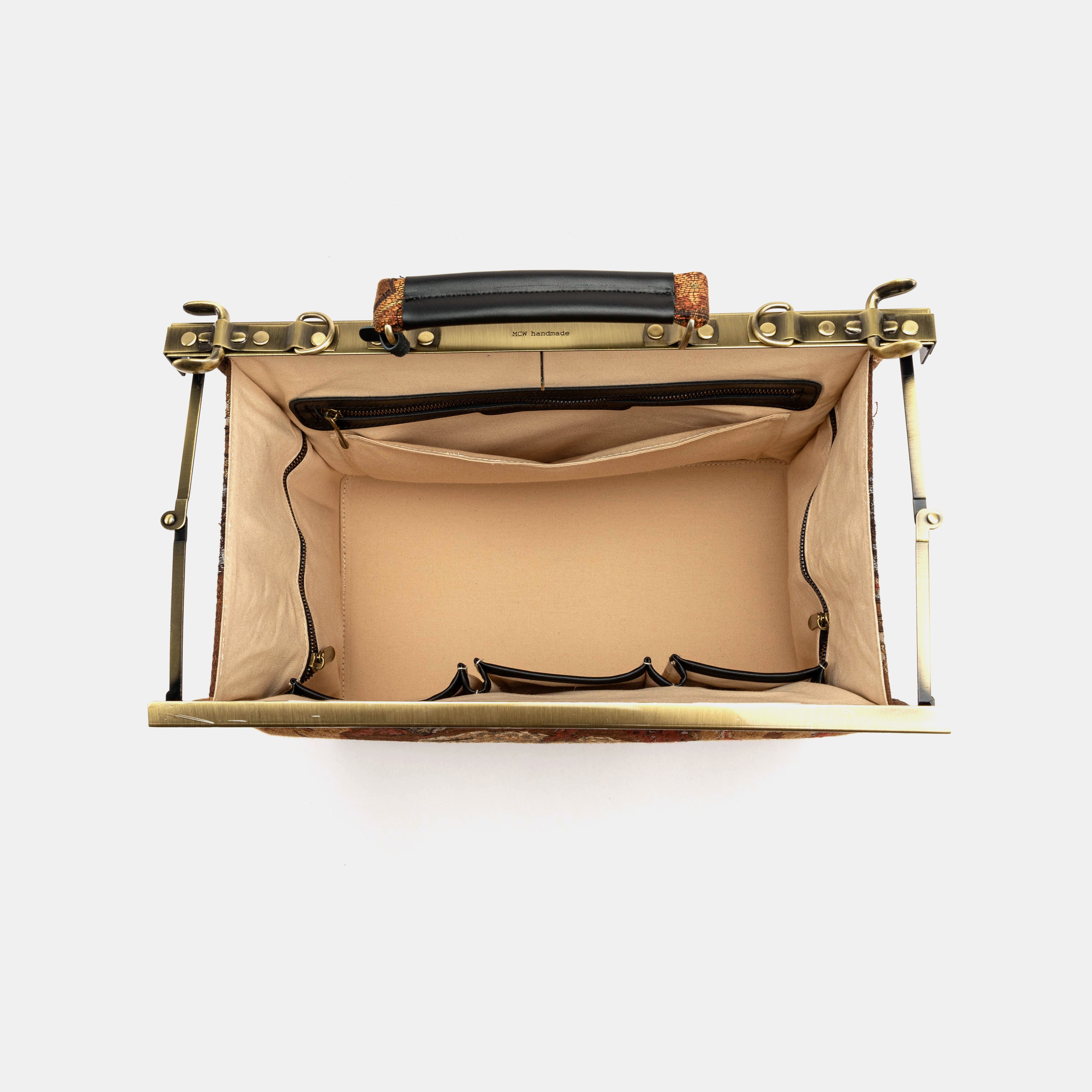 Abstract Brown Genevieve Carpet Gladstone Bag inside