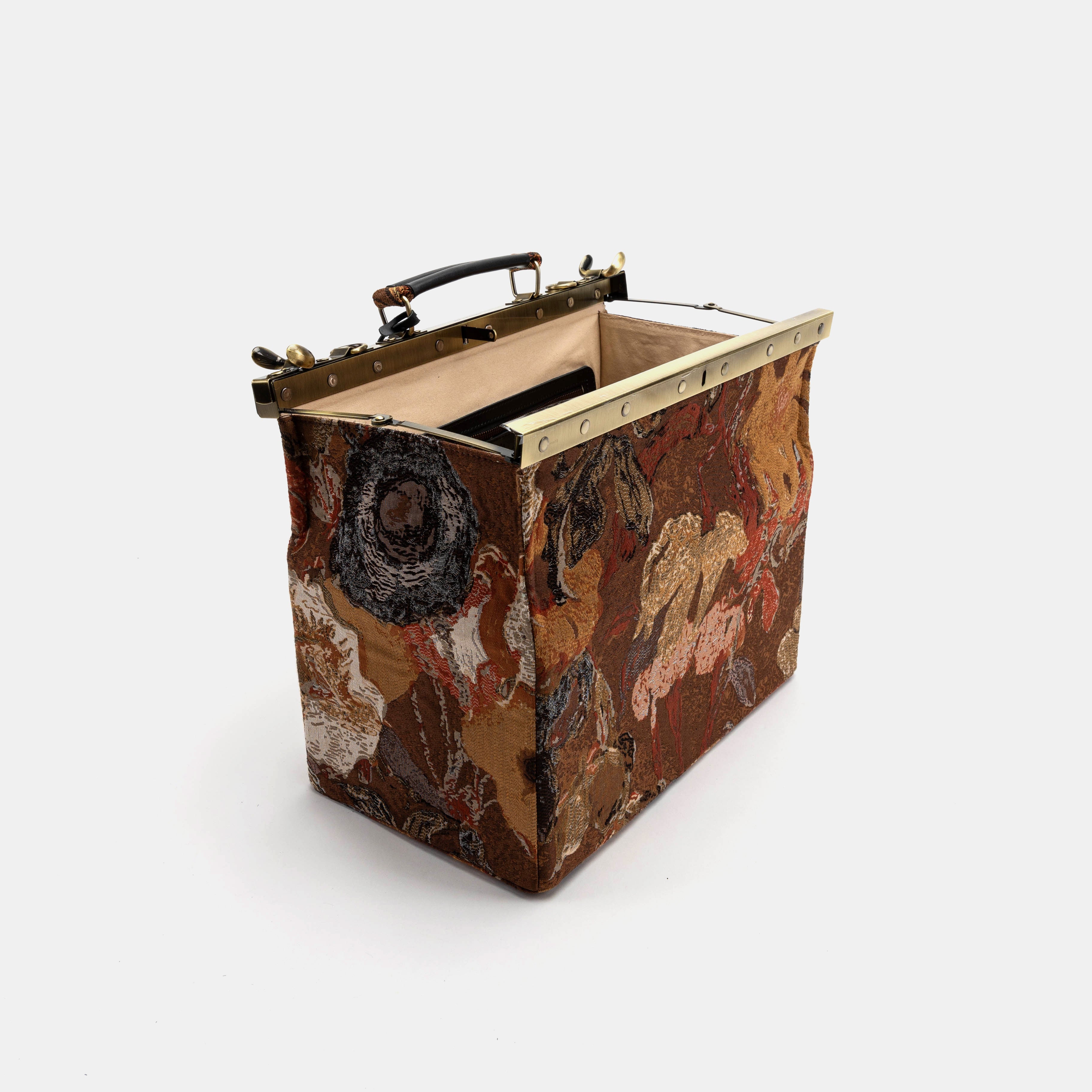 Abstract Brown Genevieve Carpet Gladstone Bag open standing