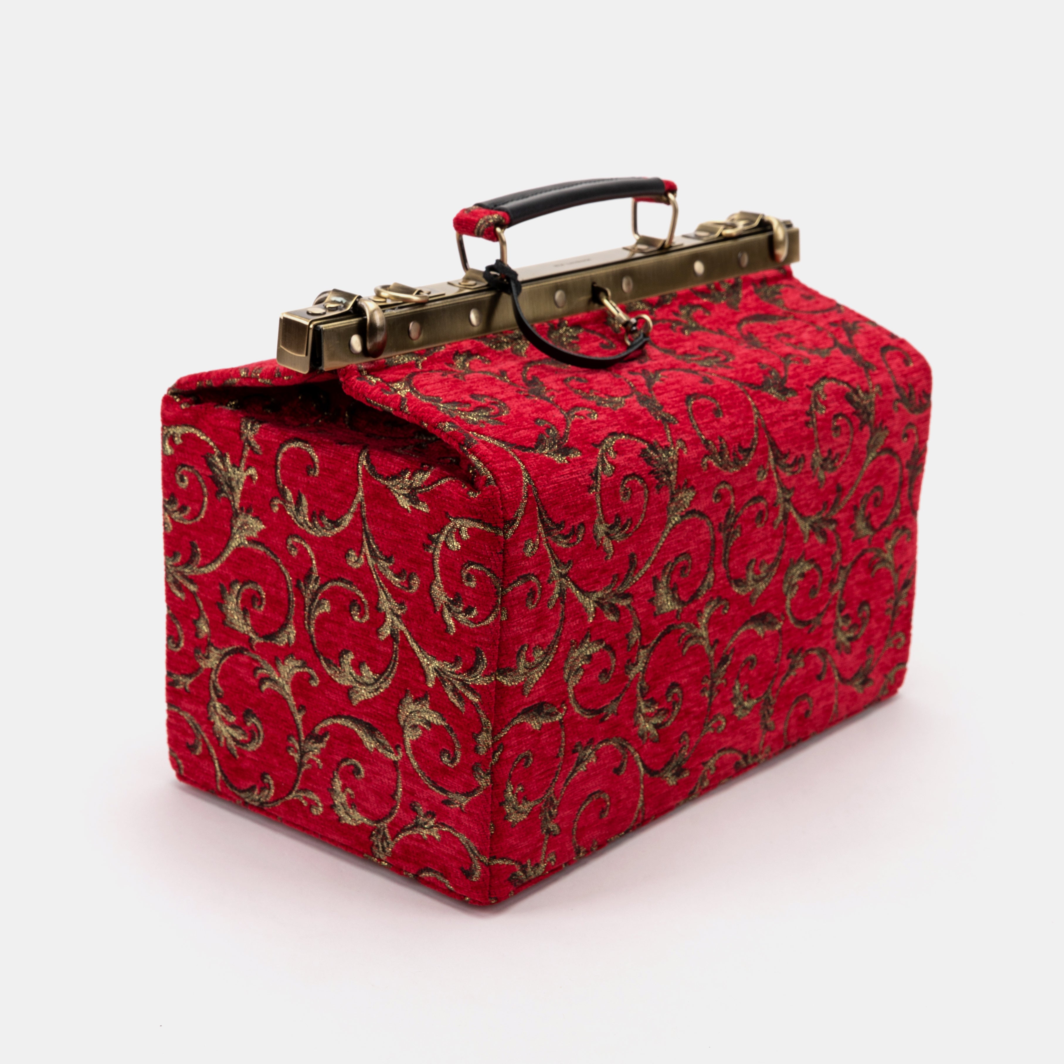 Vintage Ivy Red Genevieve Carpet Gladstone Bag front side