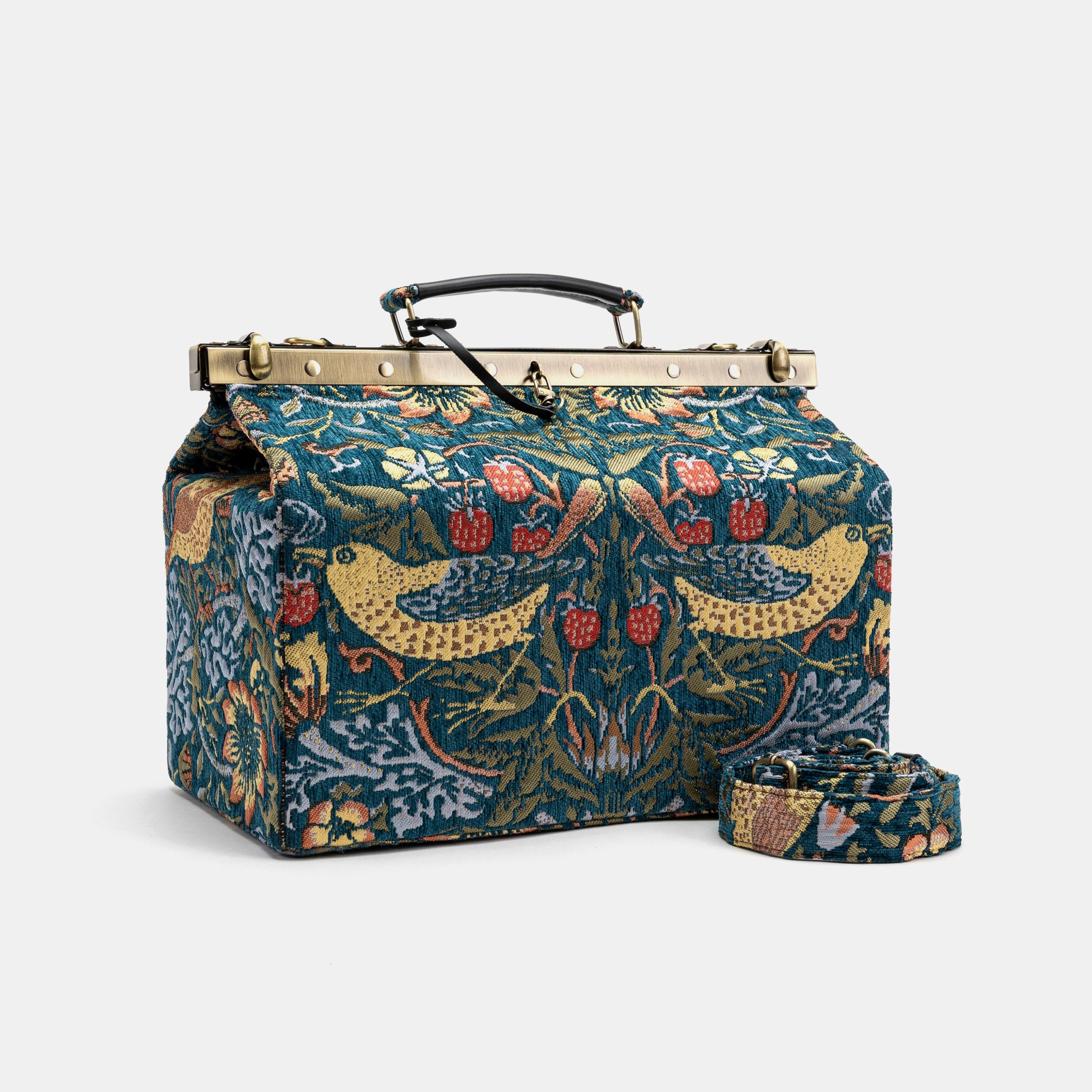 William Morris Strawberry Thief Genevieve Carpet Gladstone Bag