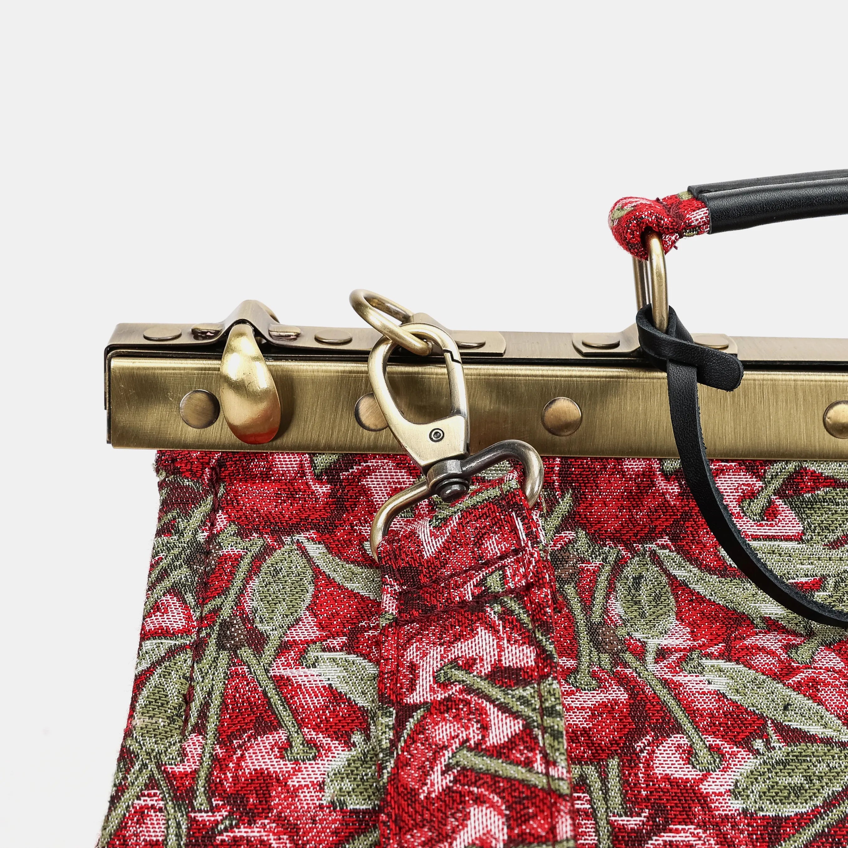 Cherry Cascade Carpet Gladstone Bag handle