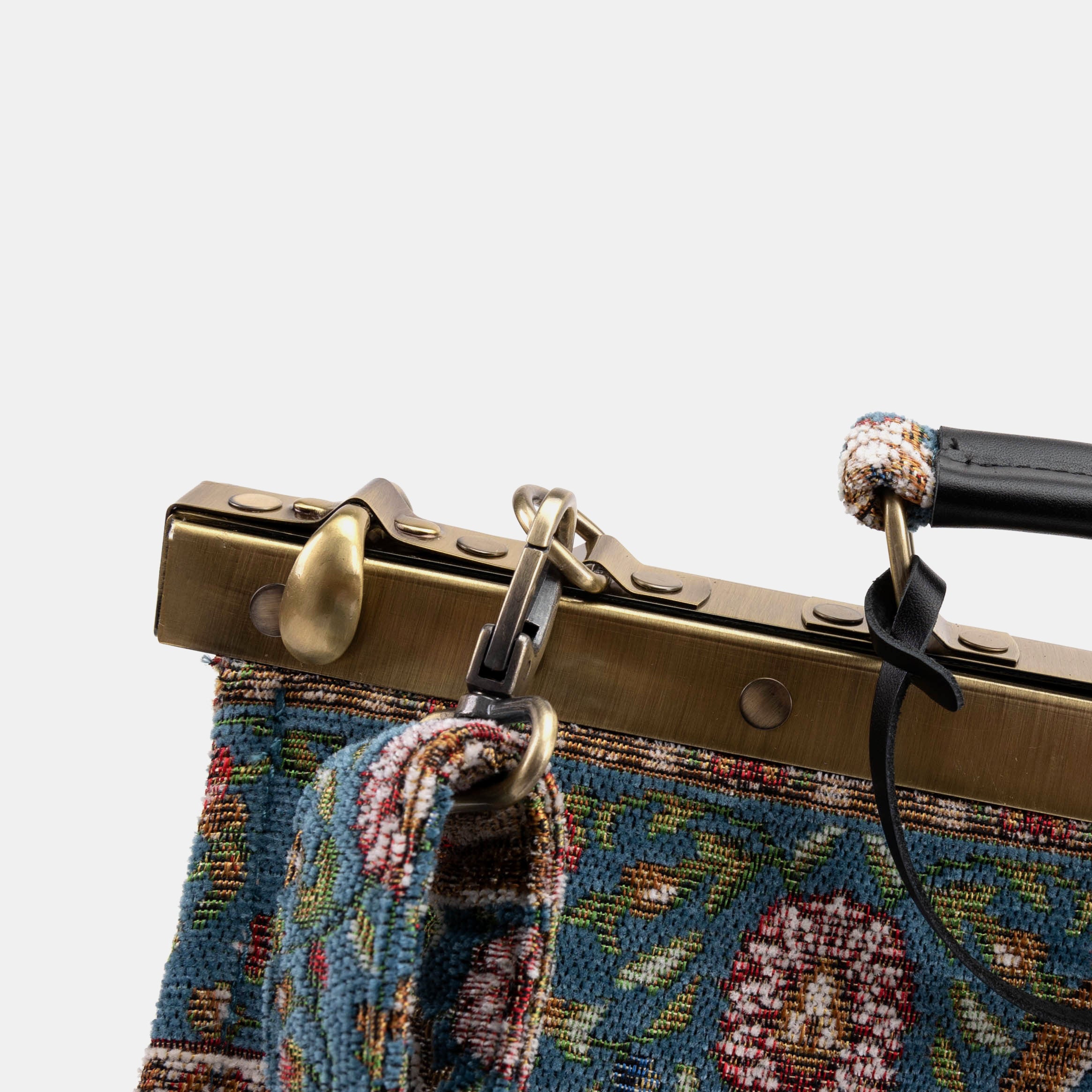 Celine Gladstone Doctor Carpet Bag Oriental Blue of America clasp