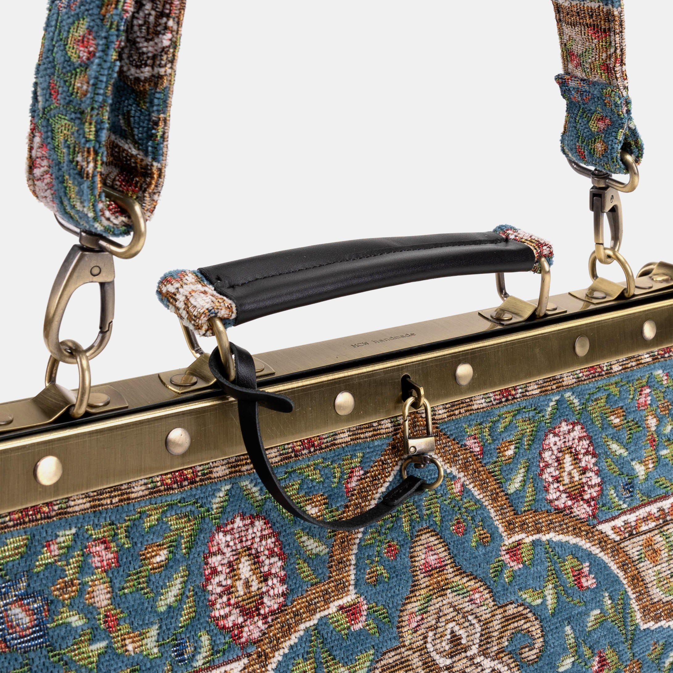 Celine Gladstone Doctor Carpet Bag Oriental Blue of America handle