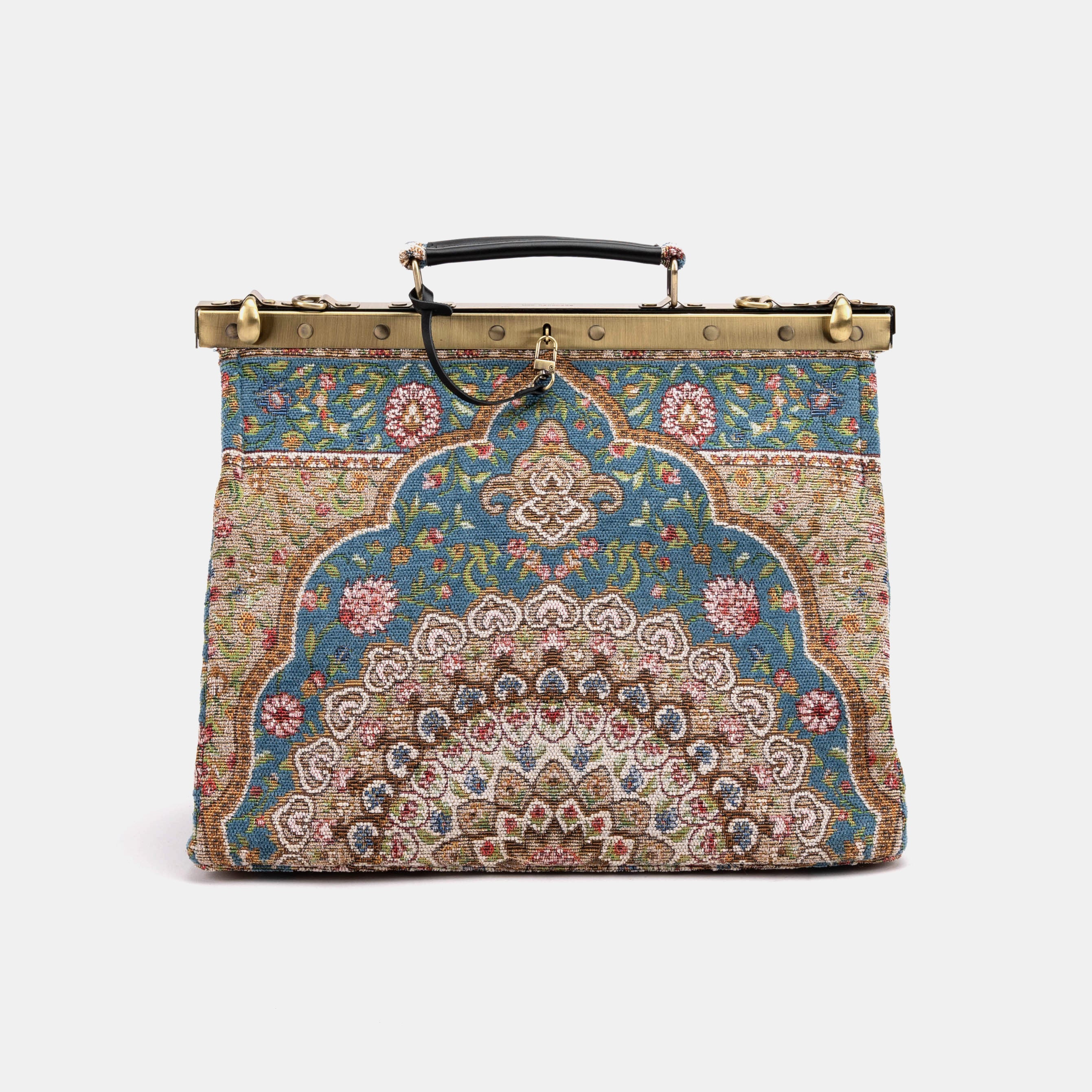 Celine Gladstone Doctor Carpet Bag Oriental Blue of America front