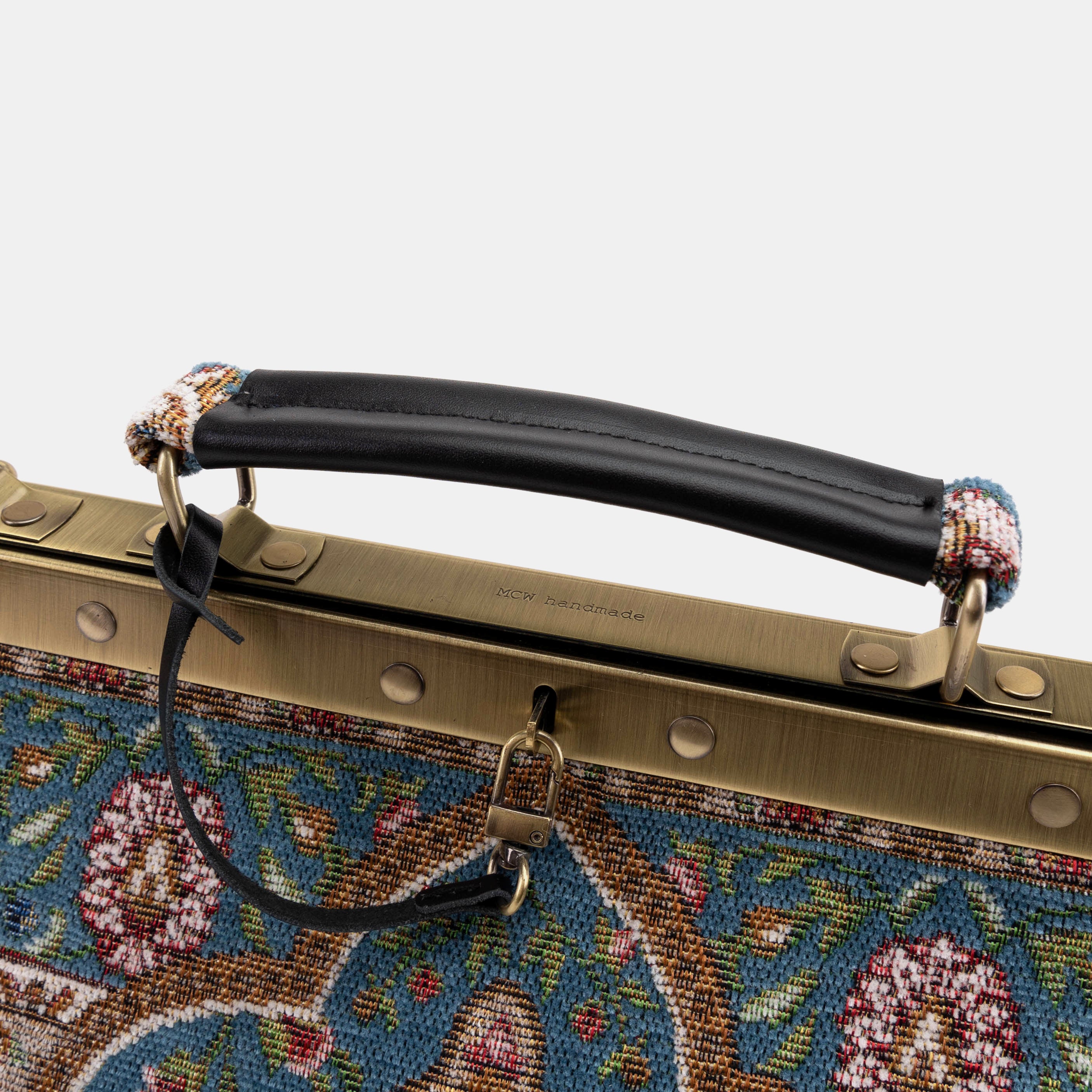 Celine Gladstone Doctor Carpet Bag Oriental Blue of America logo