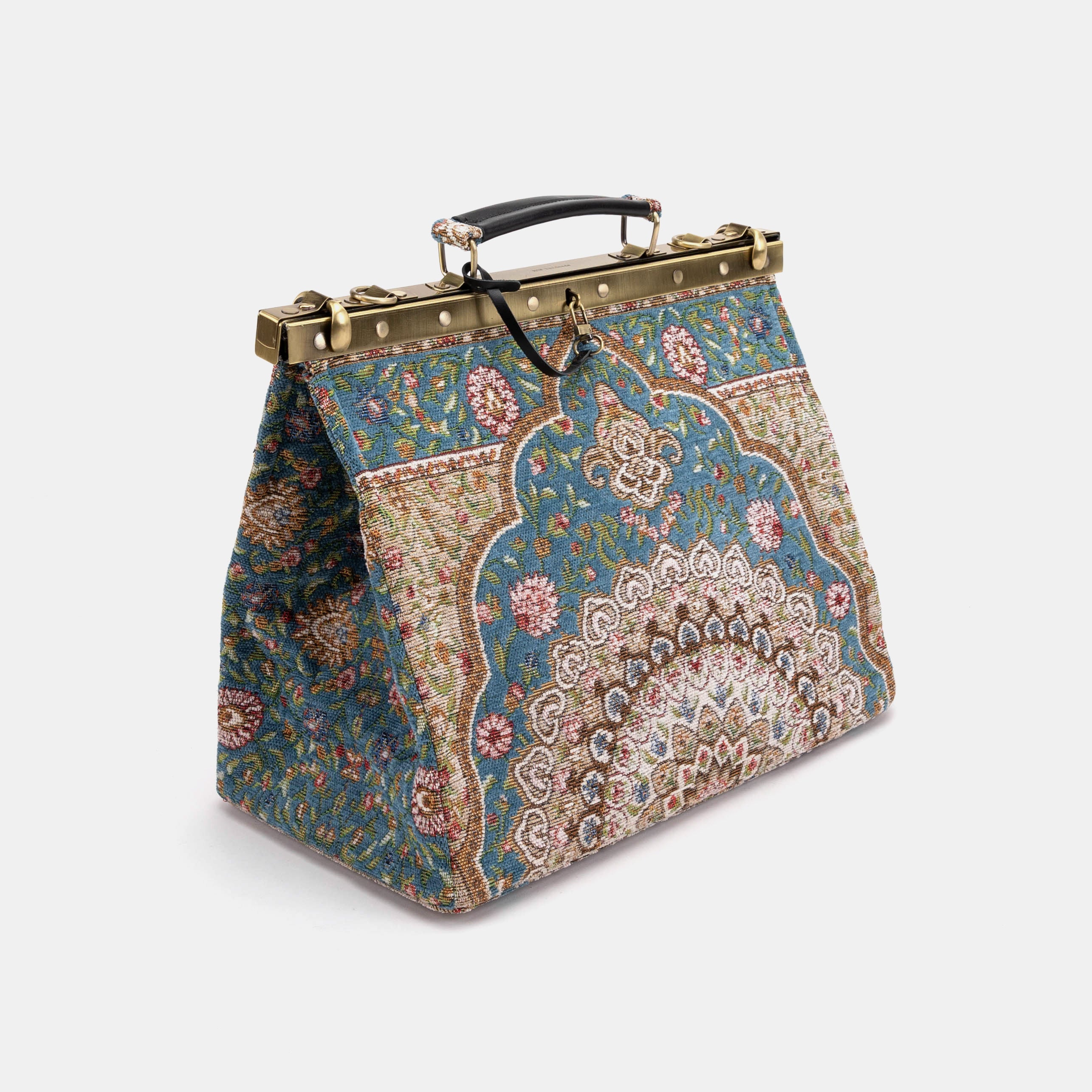 Celine Gladstone Doctor Carpet Bag Oriental Blue of America front side