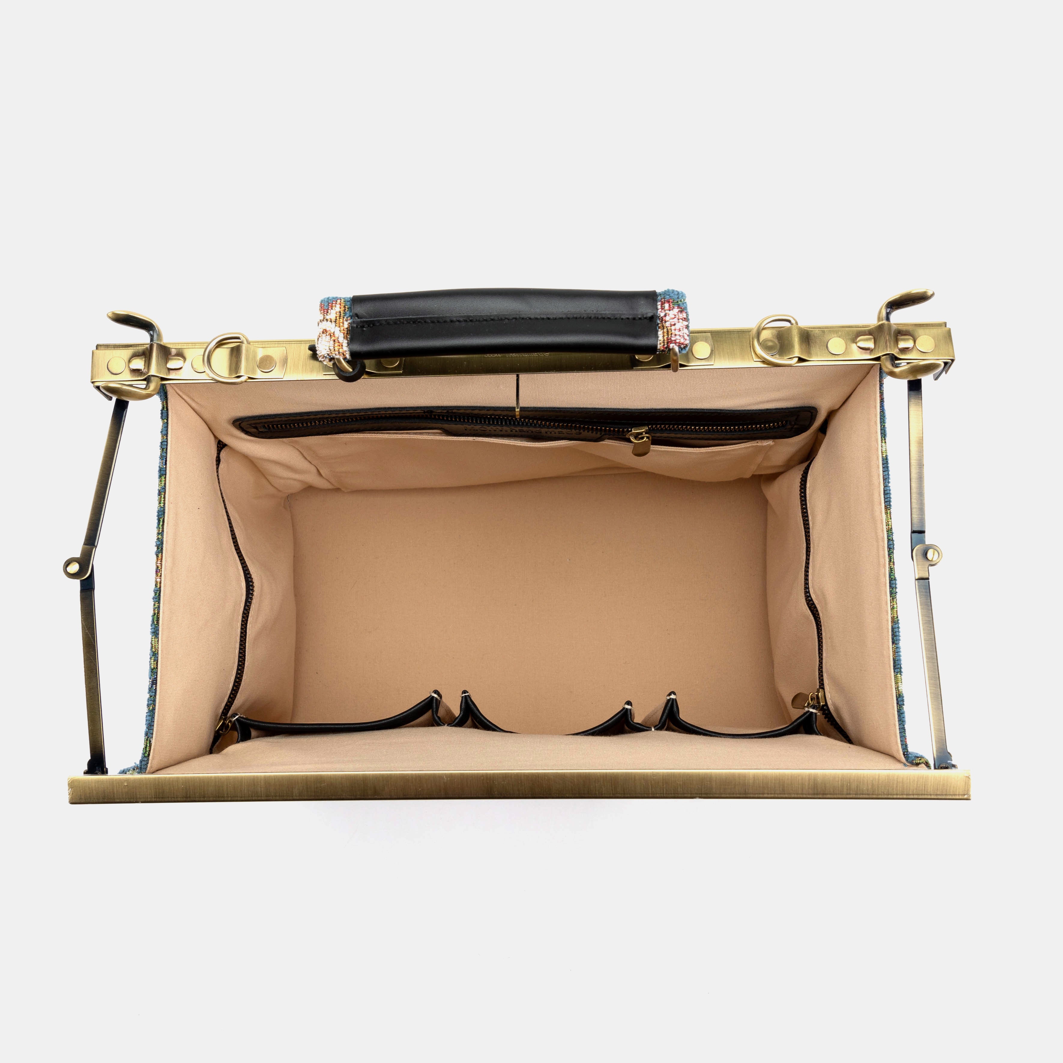 Celine Gladstone Doctor Carpet Bag Oriental Blue of America inside