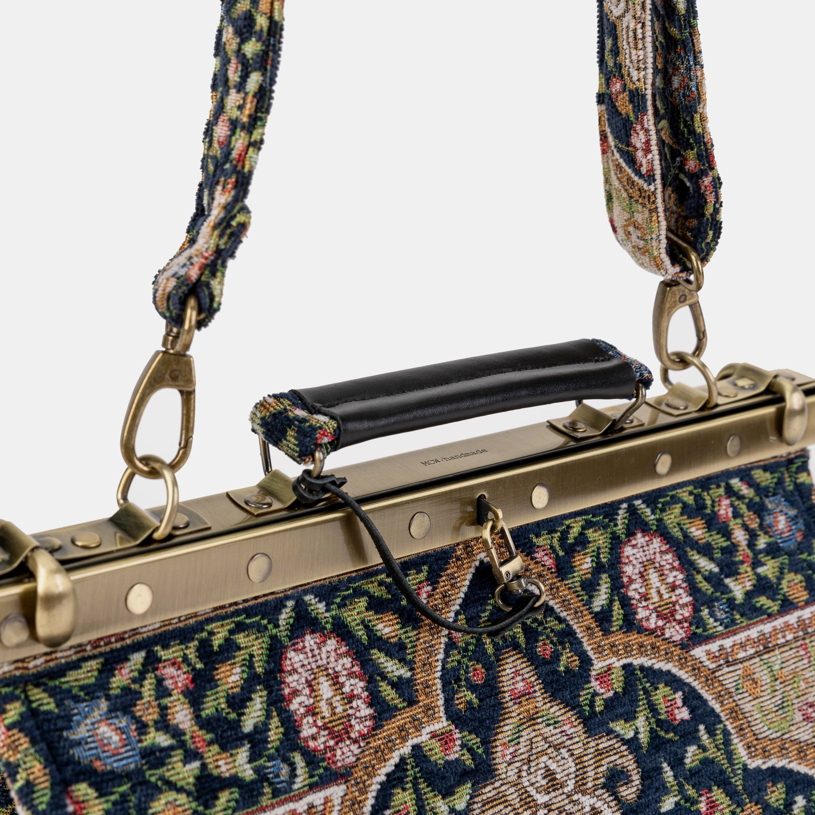 Oriental Navy Celine Carpet Gladstone Bag Doctor Bag of America handle