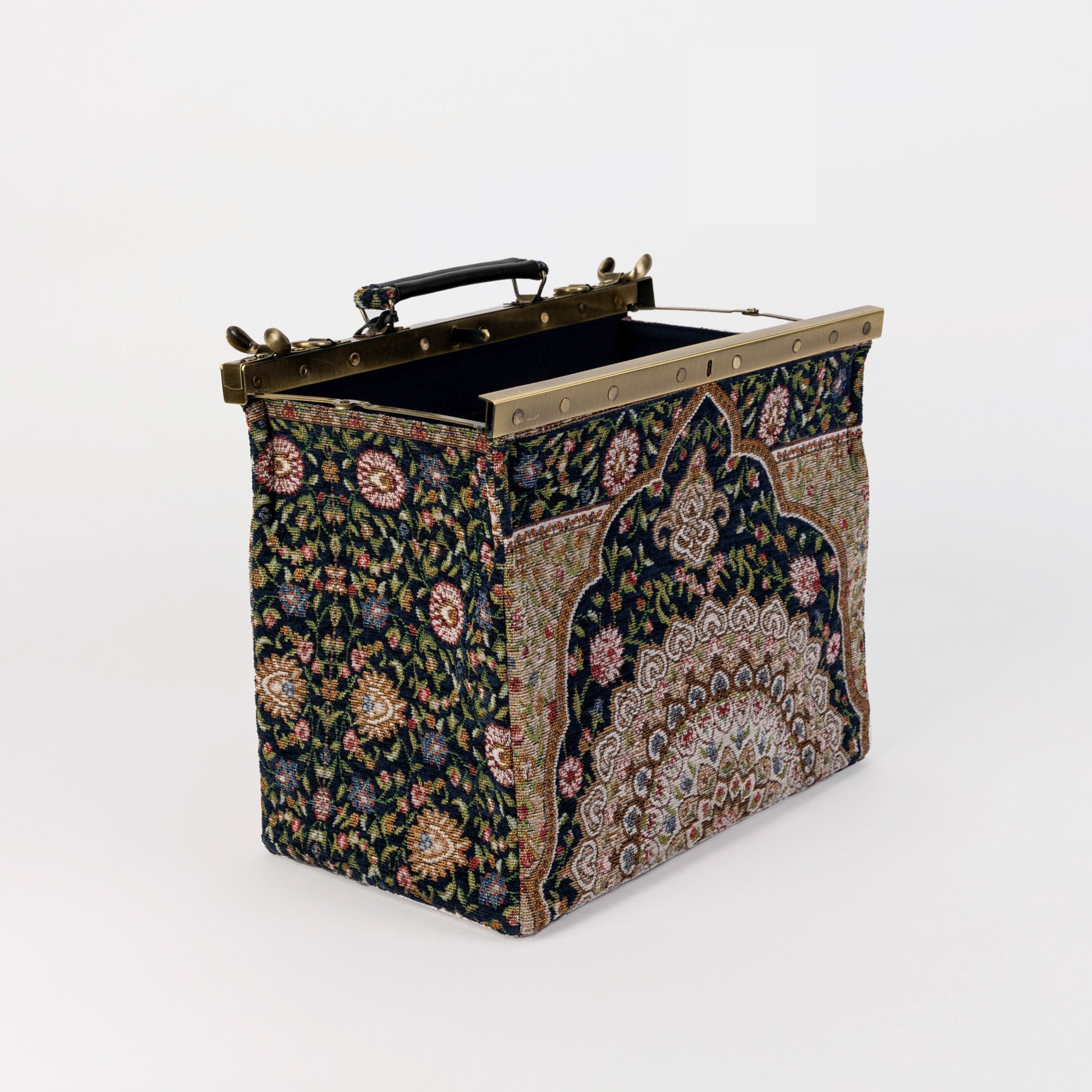 Oriental Navy Celine Carpet Gladstone Bag Doctor Bag of America open and stand