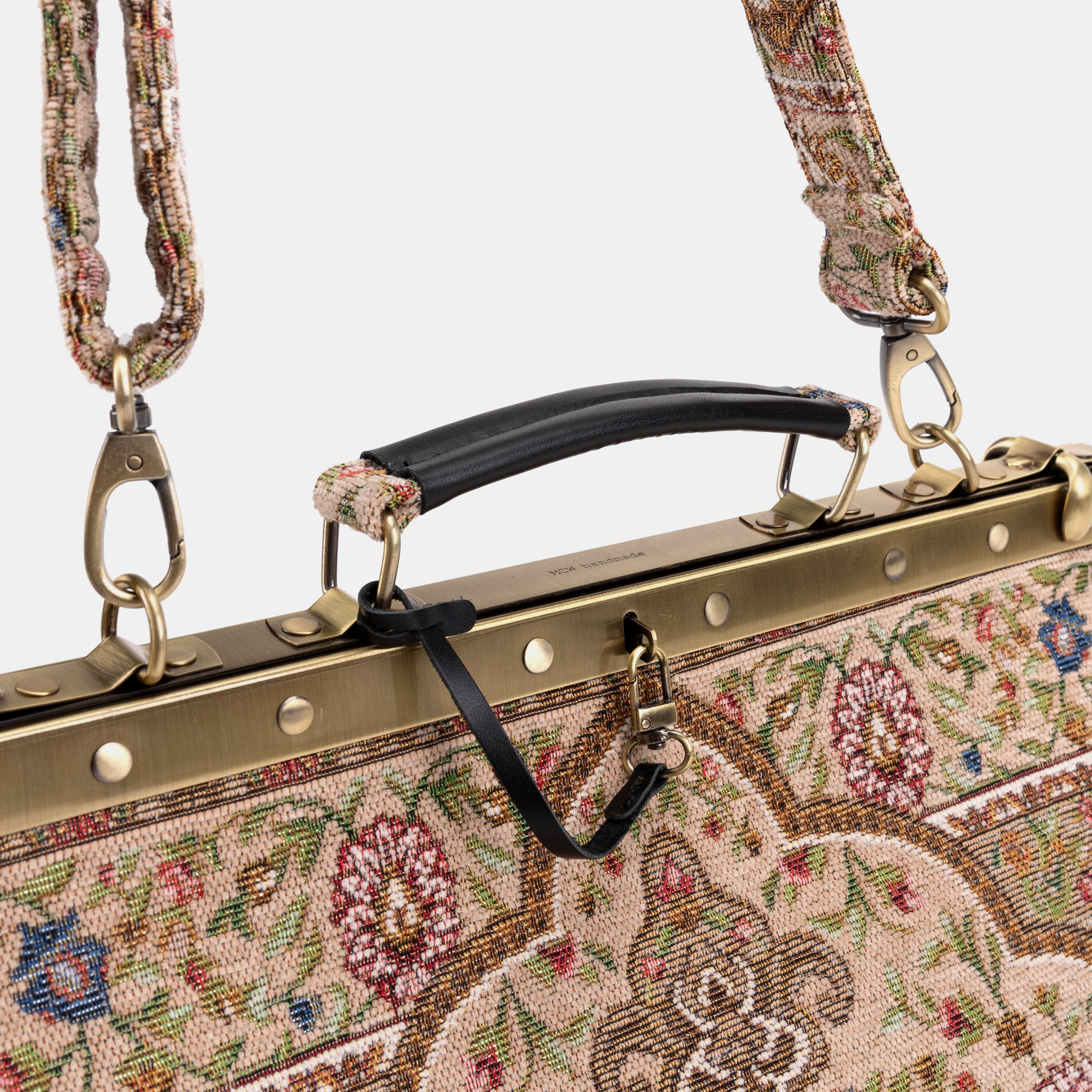 Celine Gladstone Doctor Carpet Bag Oriental Beige handle