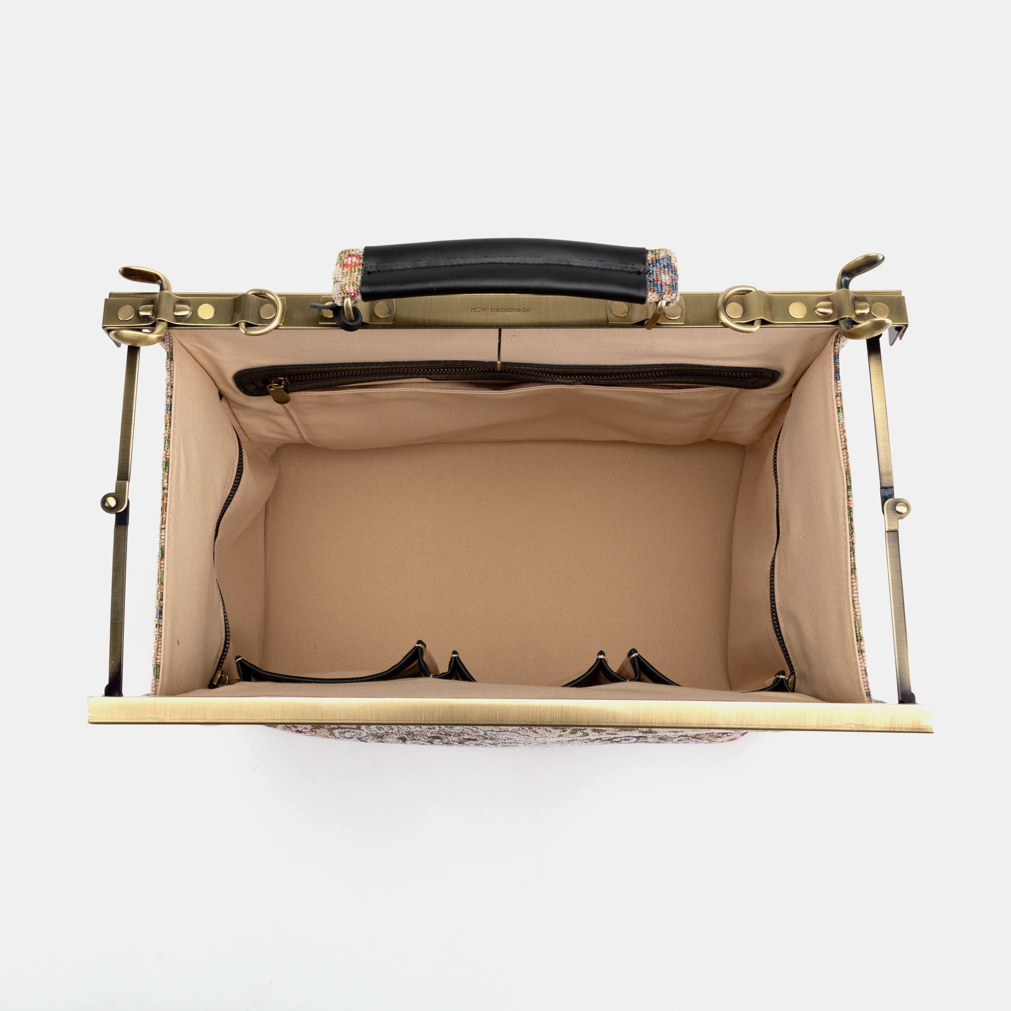 Celine Gladstone Doctor Carpet Bag Oriental Beige inside