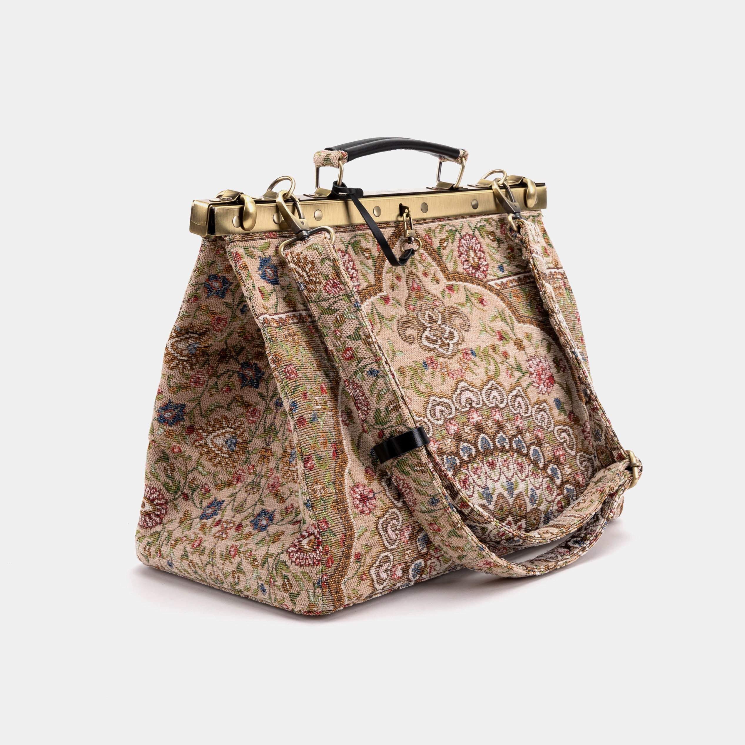 Celine Gladstone Doctor Carpet Bag Oriental Beige with shoulder strap