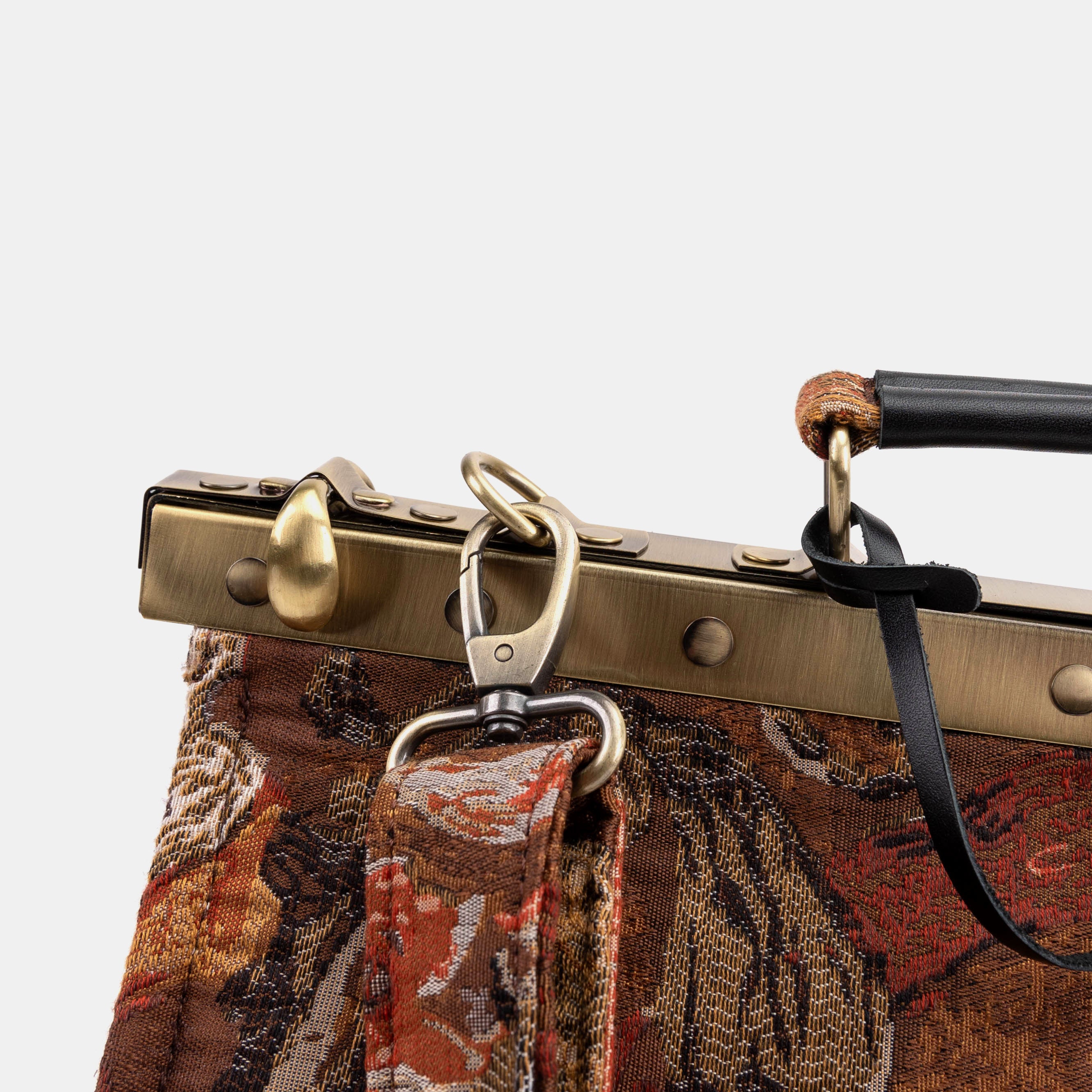 Celine Gladstone Doctor Carpet Bag Abstract Brown of America clasp