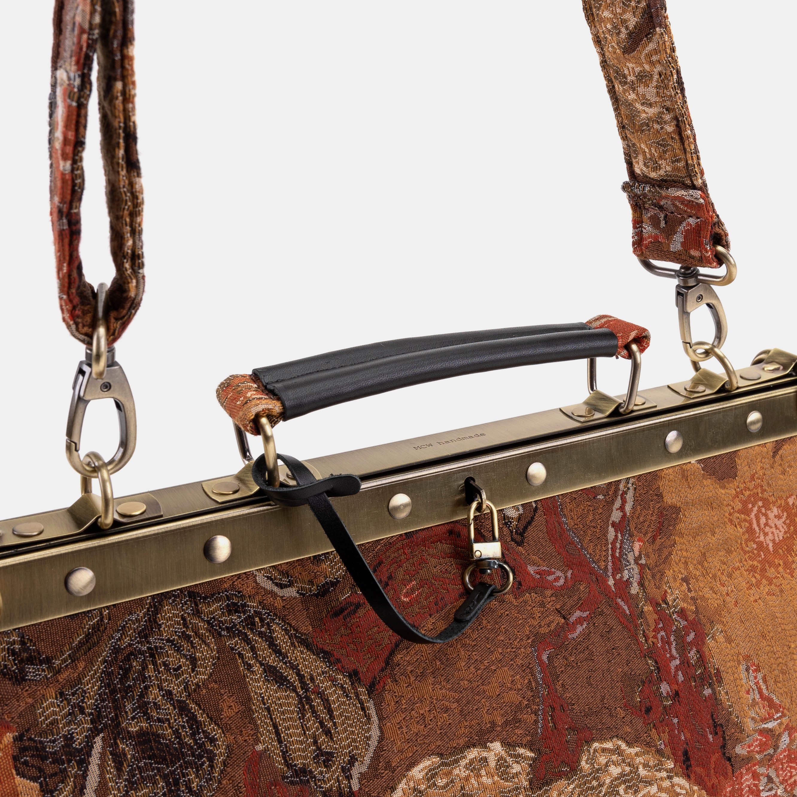 Celine Gladstone Doctor Carpet Bag Abstract Brown of America handle