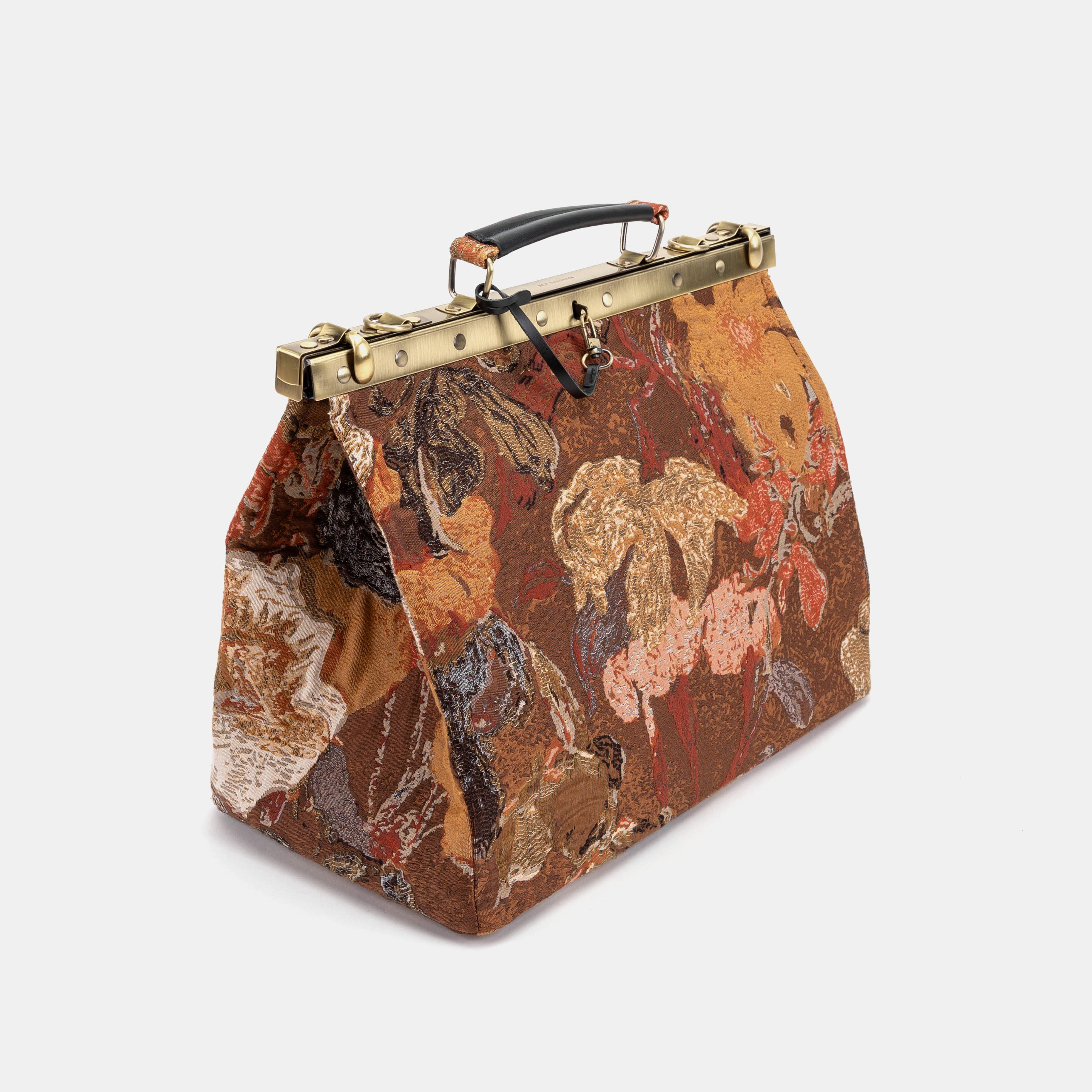 Celine Gladstone Doctor Carpet Bag Abstract Brown of America front side