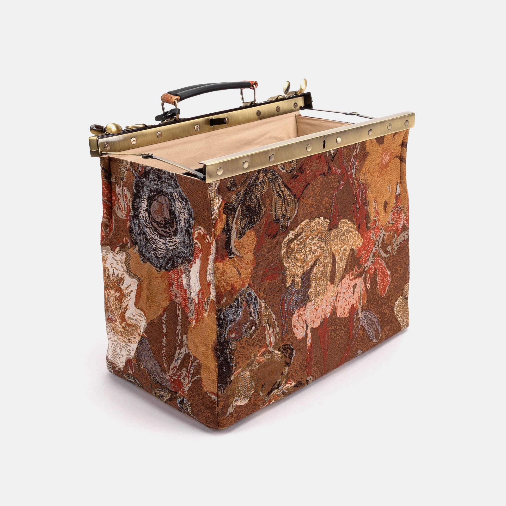 Celine Gladstone Doctor Carpet Bag Abstract Brown of America open standing