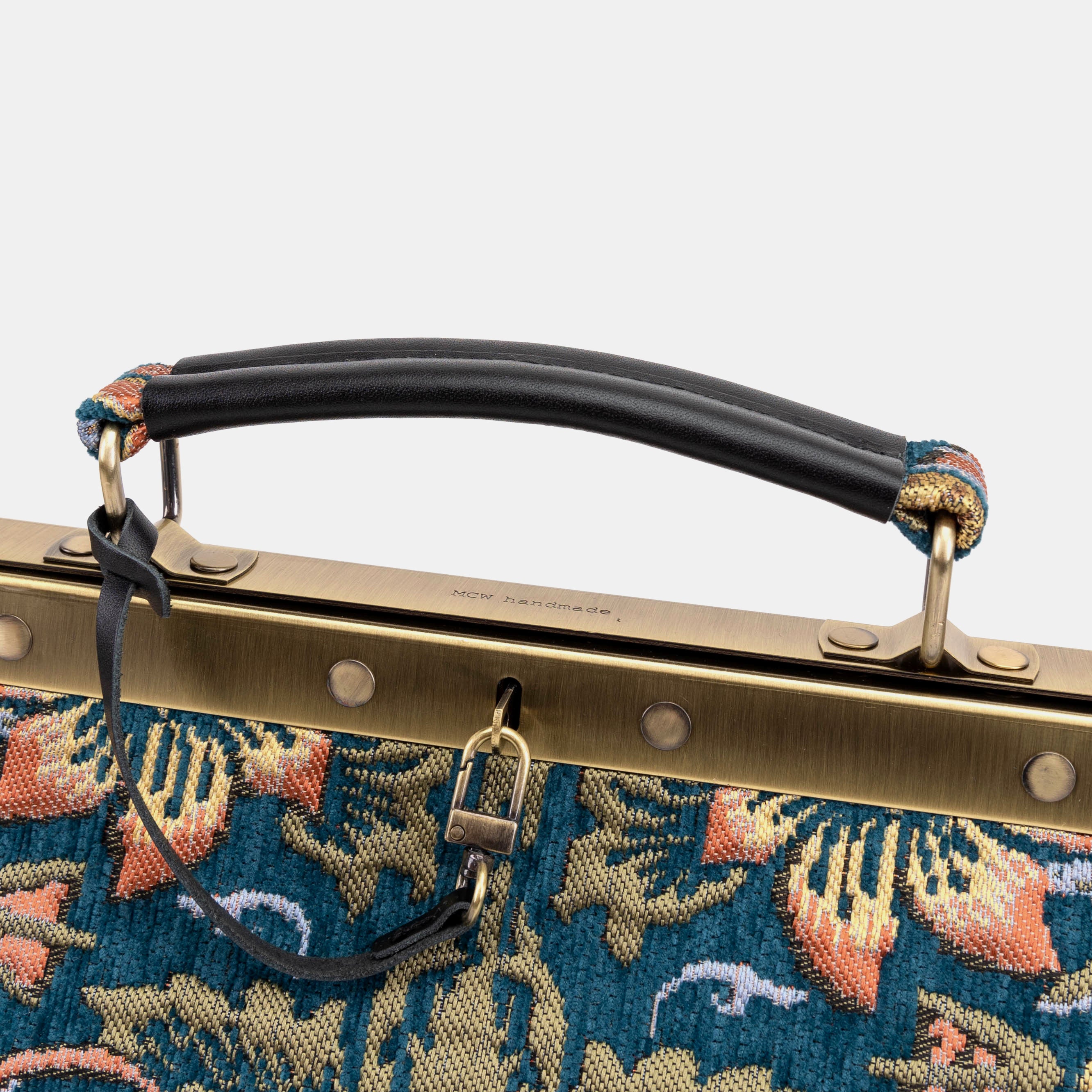 William Morris Strawberry Thief Celine Carpet Gladstone Bag of America logo